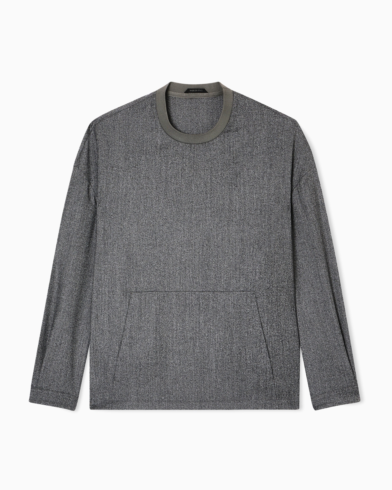 Crew-neck shirt in mélange virgin wool Slide 0