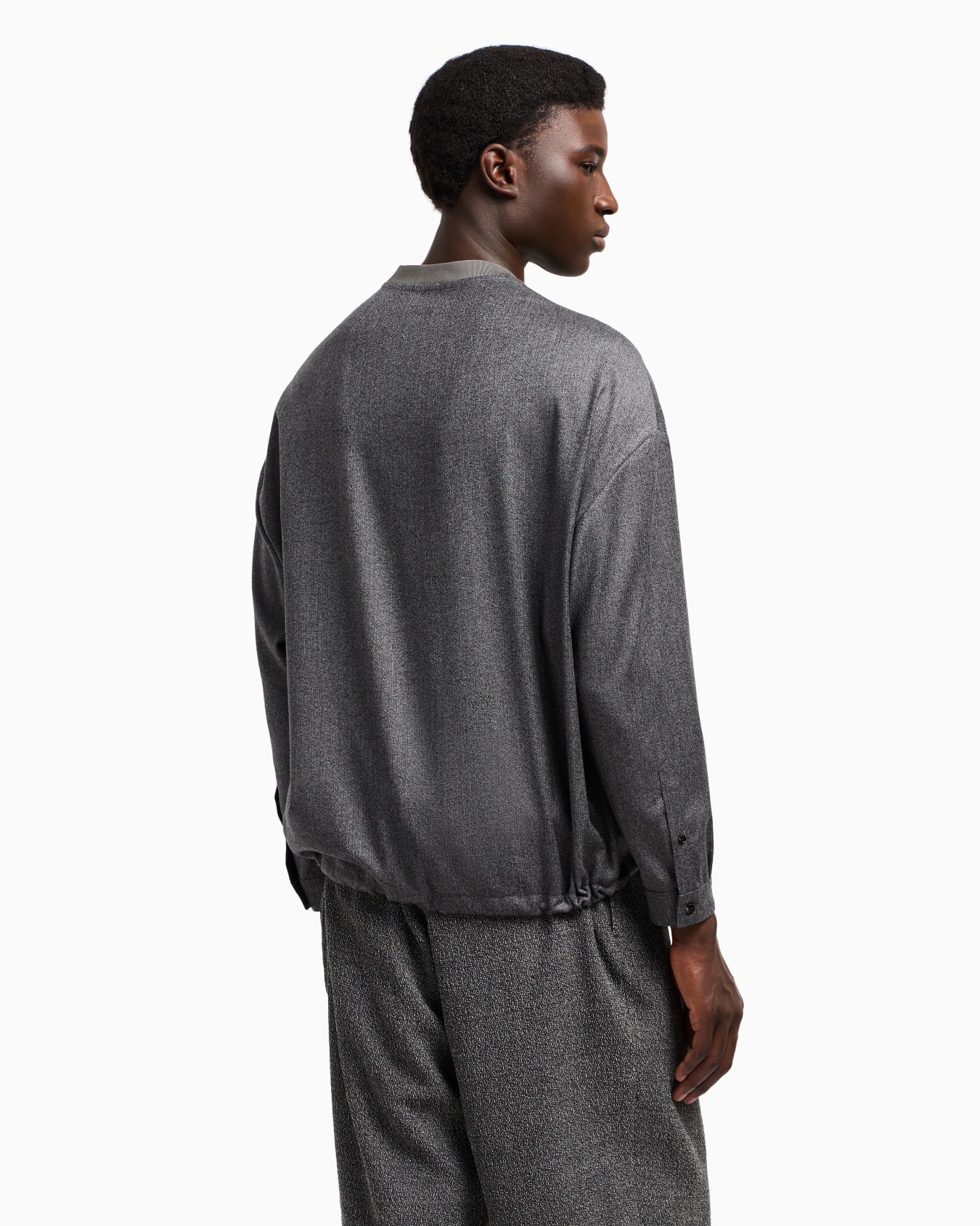 Crew-neck shirt in mélange virgin wool Slide 2