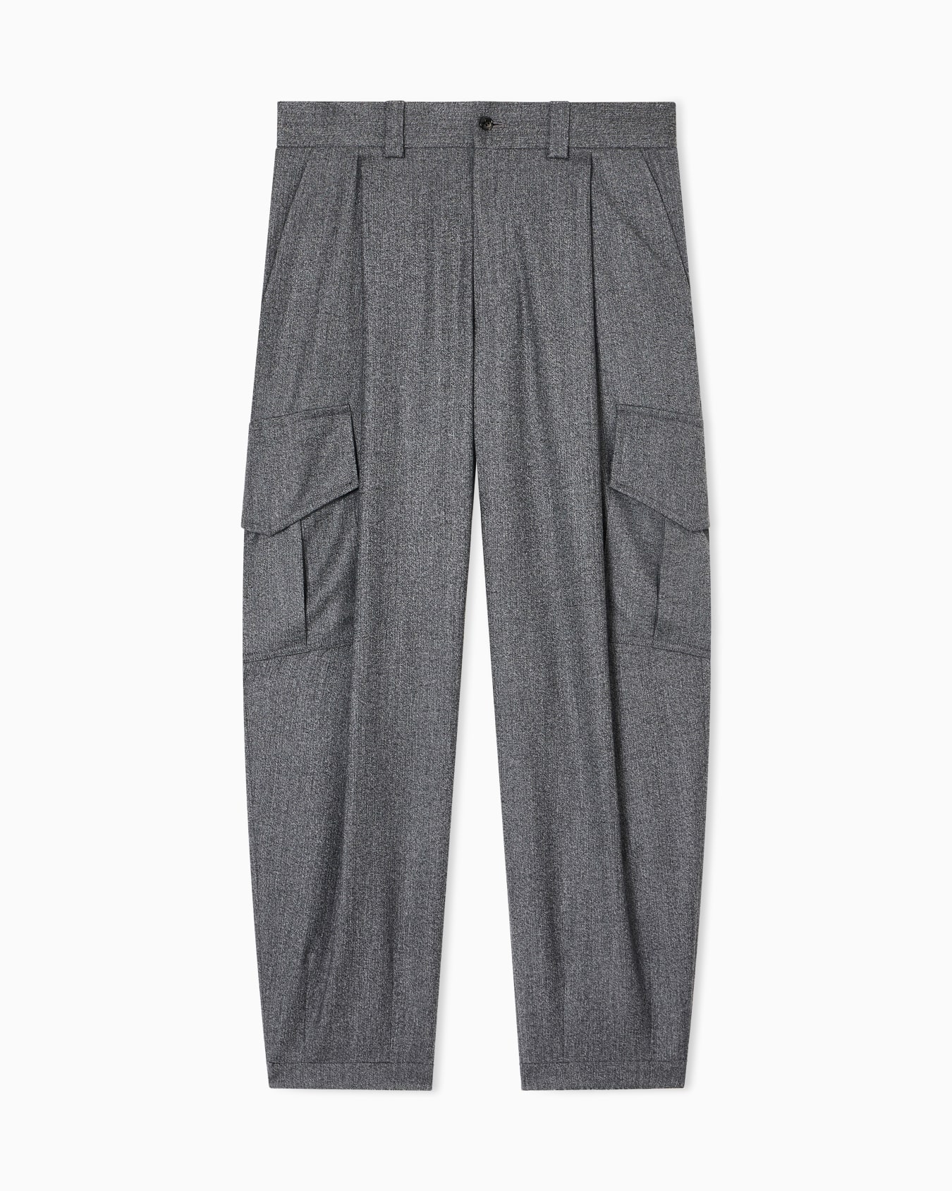 Single-pleat mélange virgin wool sandblasted fabric trousers Slide 0