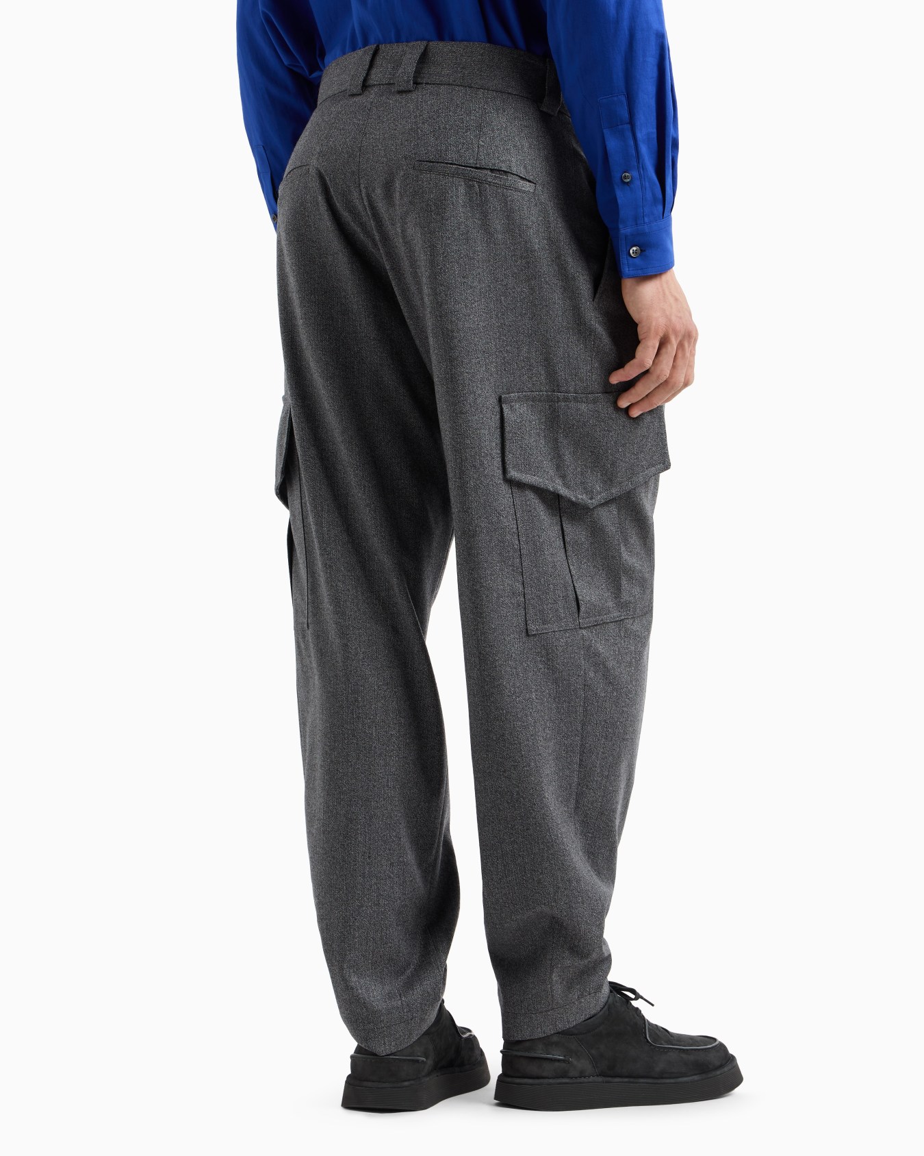 Single-pleat mélange virgin wool sandblasted fabric trousers Slide 3