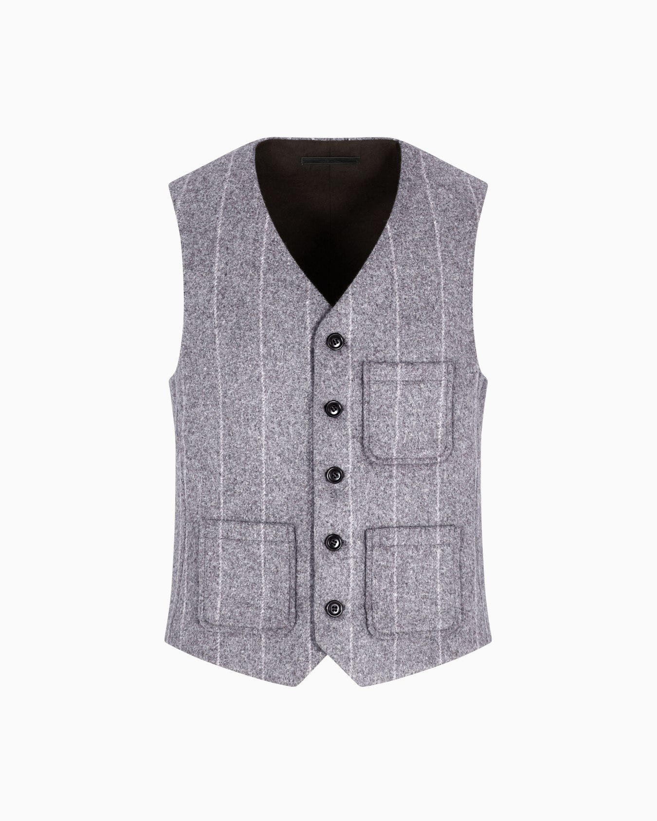 Single-breasted waistcoat in pinstriped alpaca-blend cloth Slide 0
