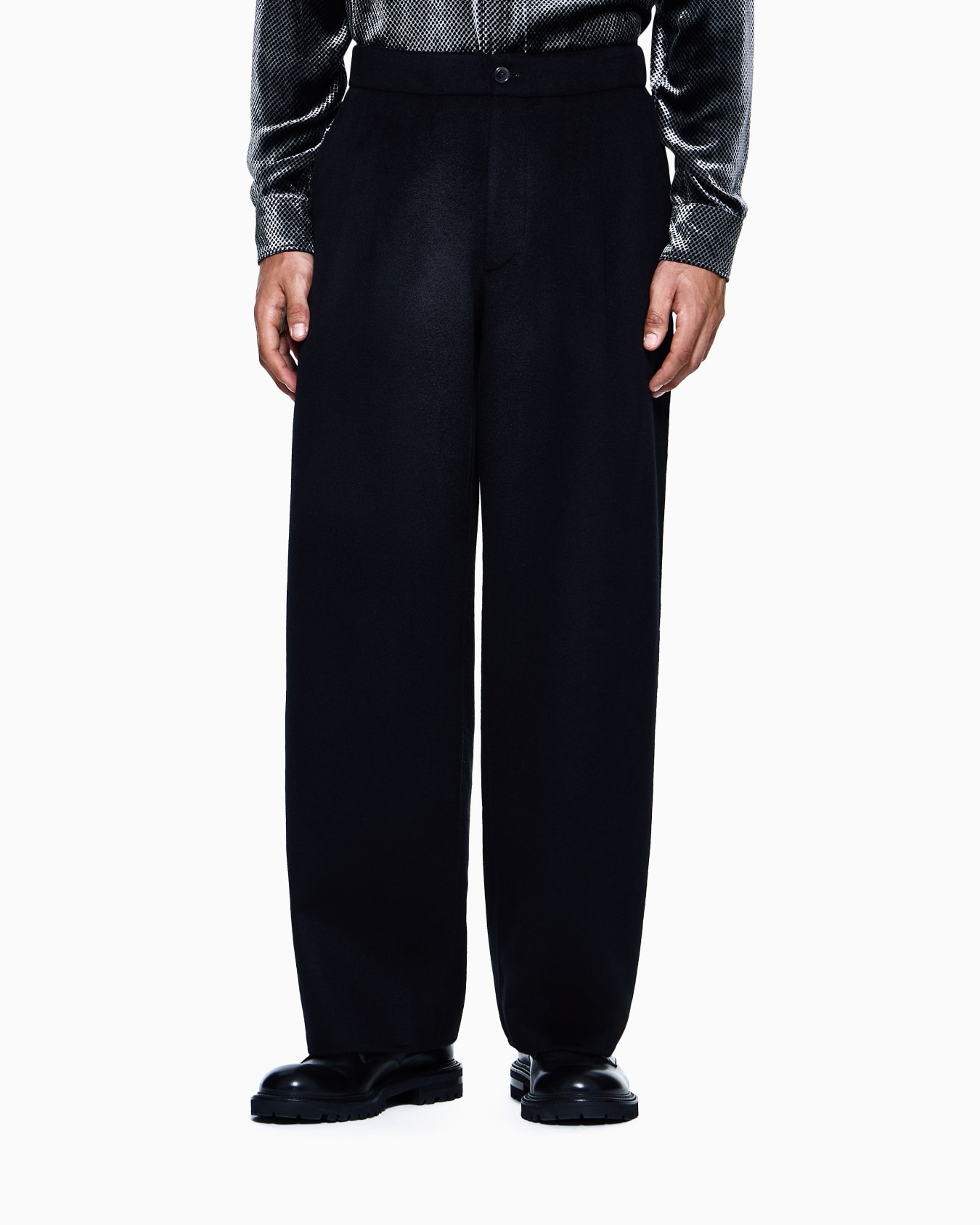 Pantaloni a una pince in panno double di cashmere Slide 3