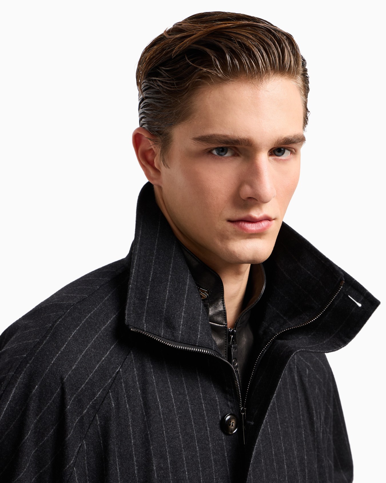 Cappotto in misto cashmere e lana gessato Slide 5