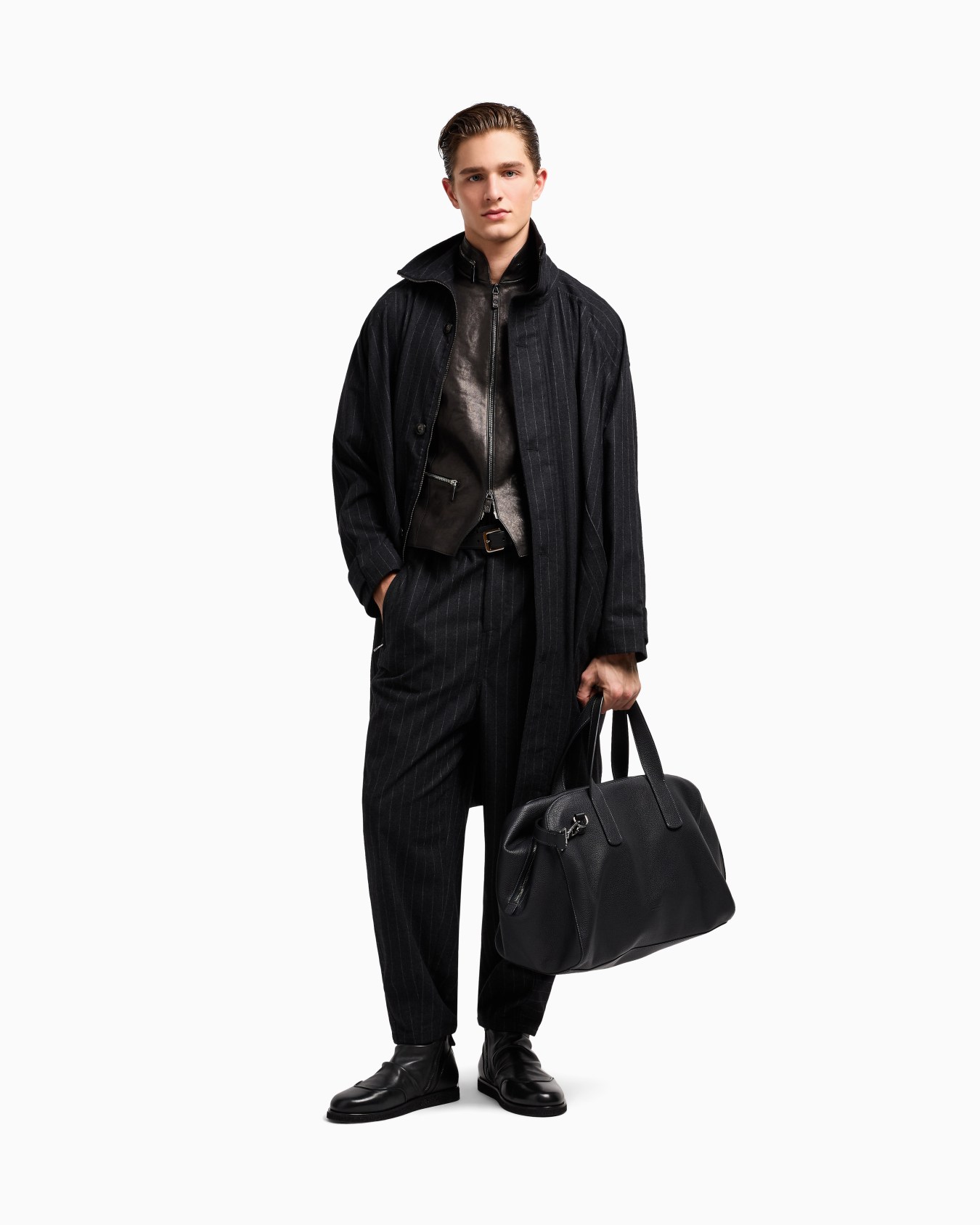 Cappotto in misto cashmere e lana gessato Slide 2