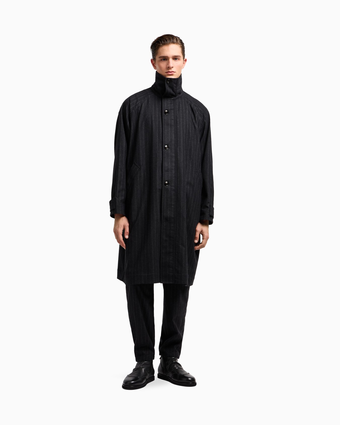 Cappotto in misto cashmere e lana gessato Slide 4