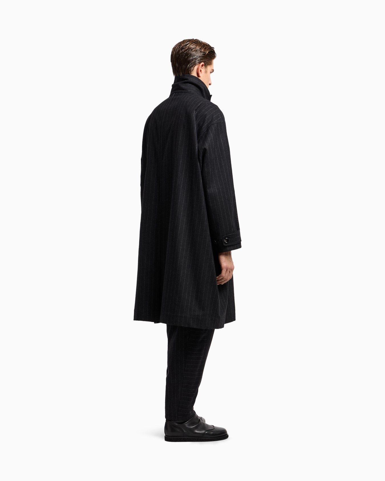 Cappotto in misto cashmere e lana gessato Slide 3