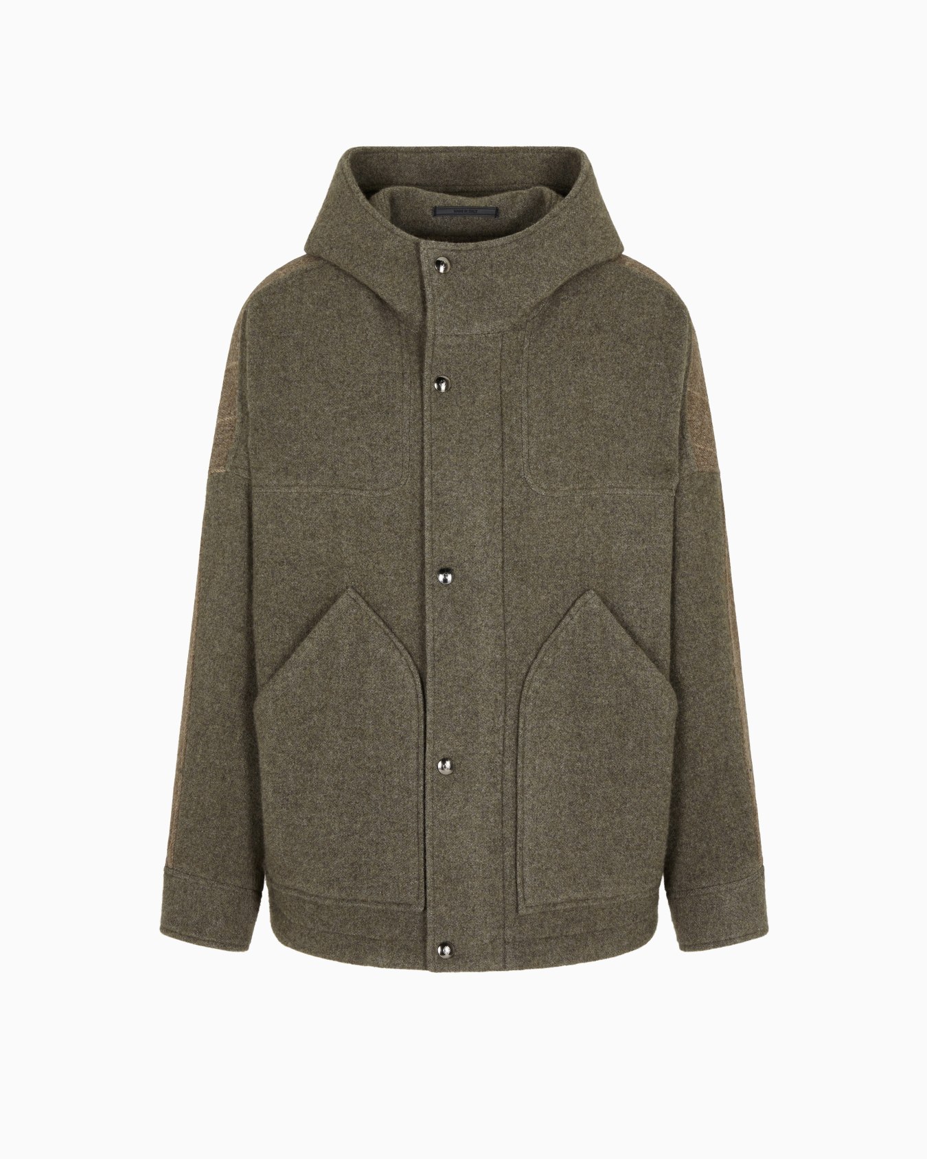 Caban-Jacke mit Kapuze aus Kaschmir- und Woll-Stoff mit Nadelstreifen-Muster Folie 0
