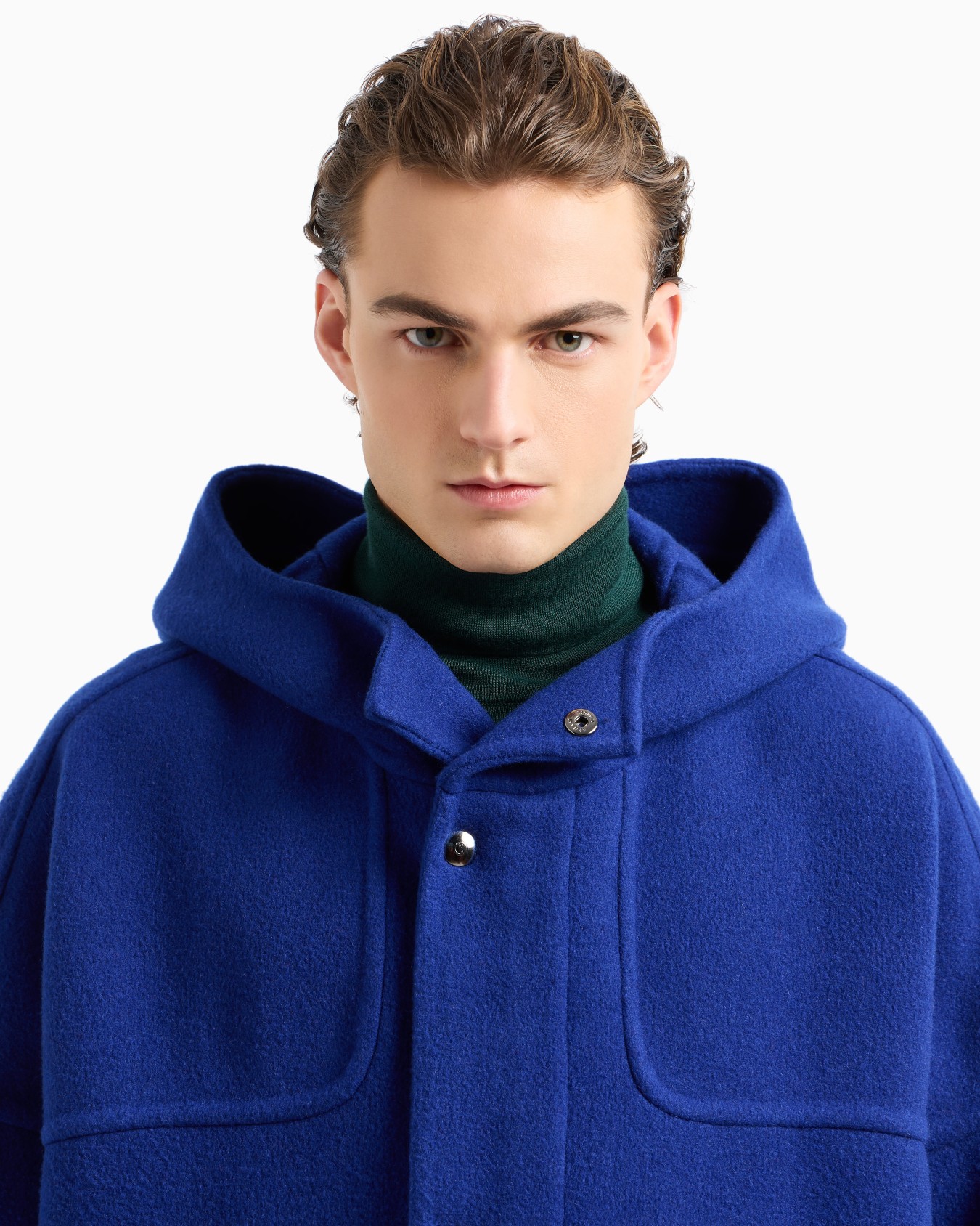 Caban con cappuccio in panno di double di cashmere Slide 5