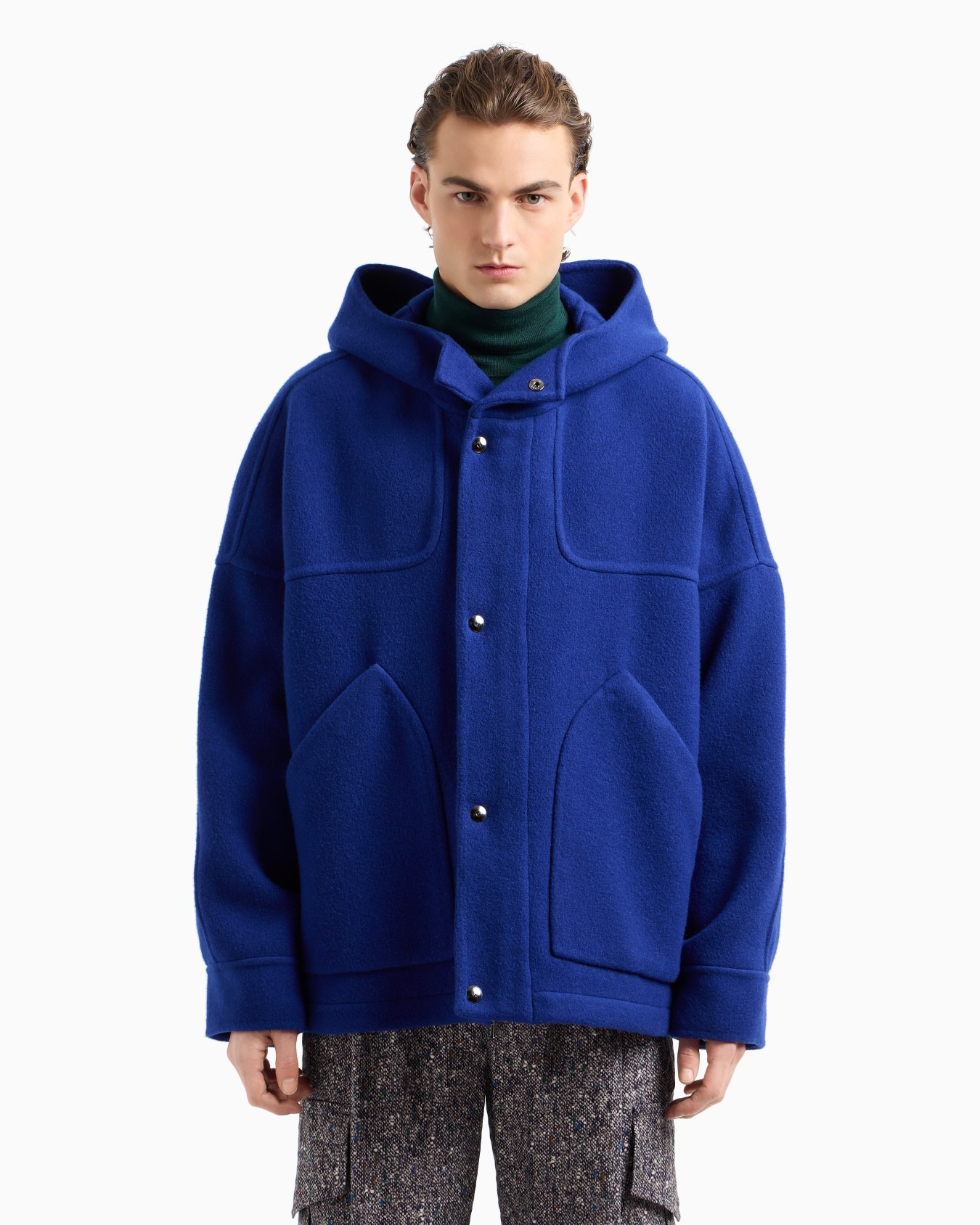 Caban con cappuccio in panno di double di cashmere Slide 4