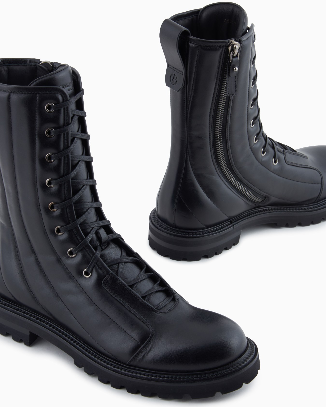 Botas altas en piel de becerro con acabado de napa Diapositiva 3