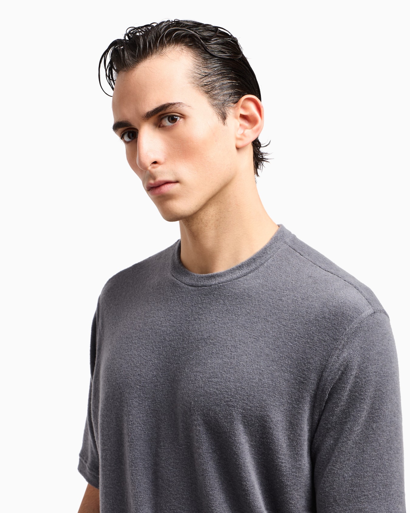Crew-neck T-shirt in pure cashmere jersey Slide 5