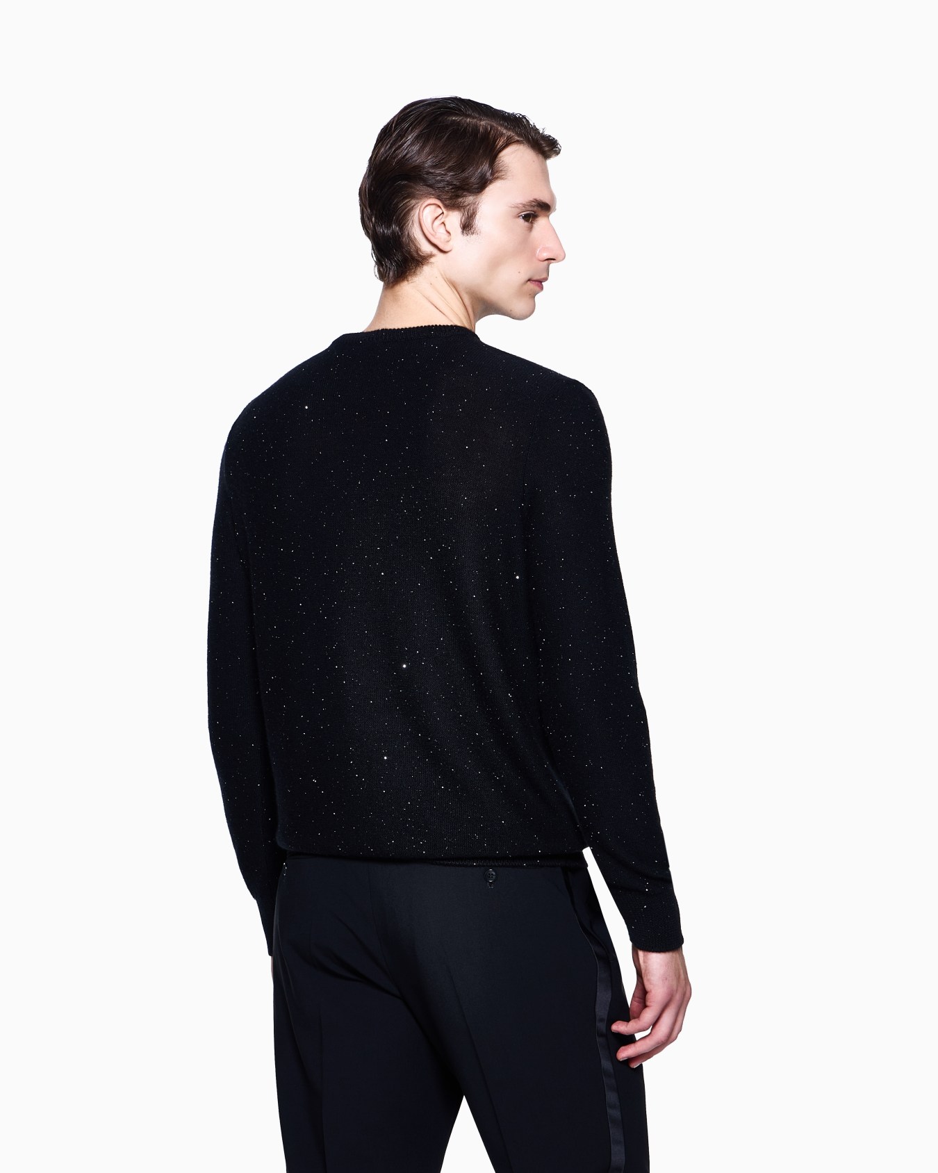 Pull ras-du-cou Giorgio's en cachemire et soie avec strass Diapositive 2