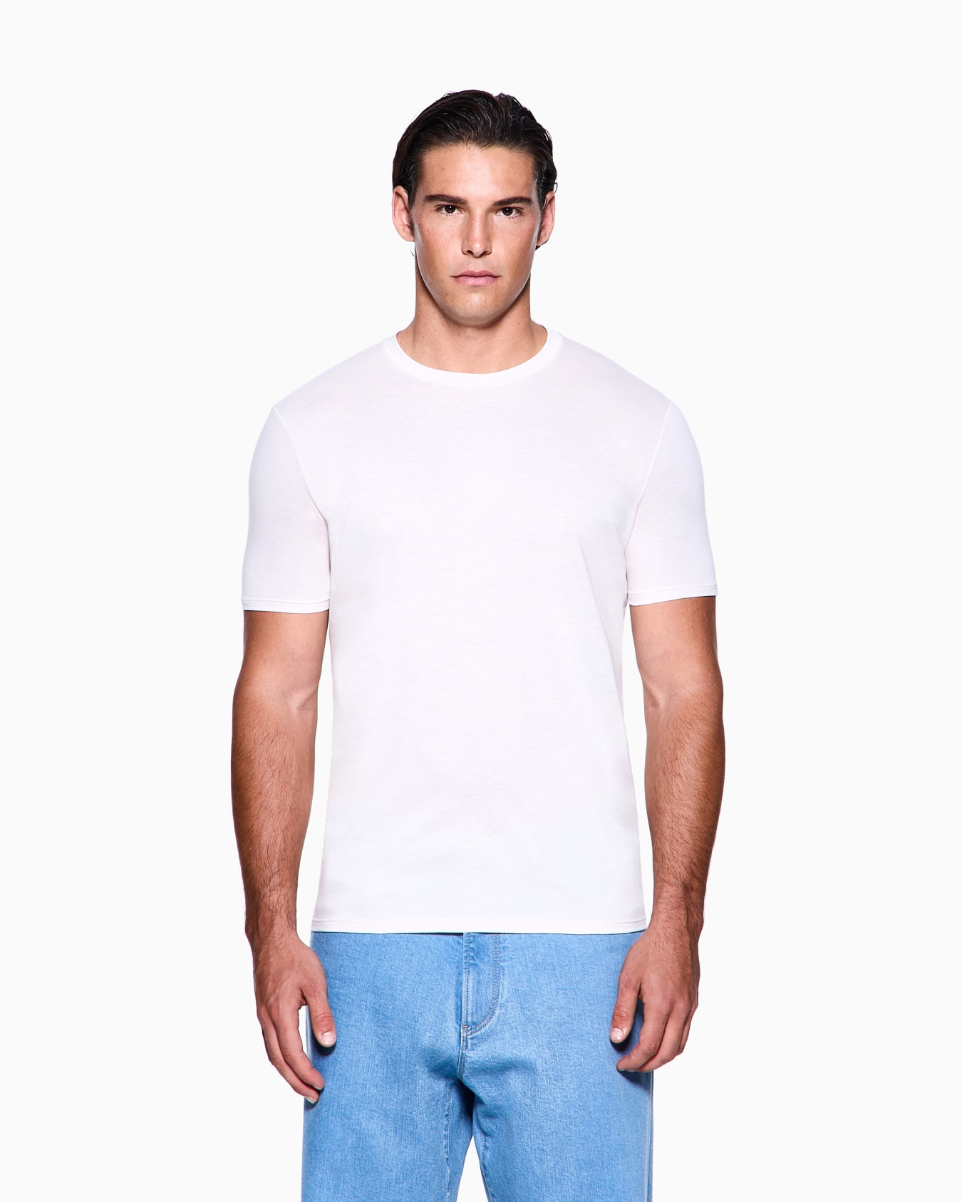 Camiseta de cuello redondo en punto de algodón Diapositiva 3