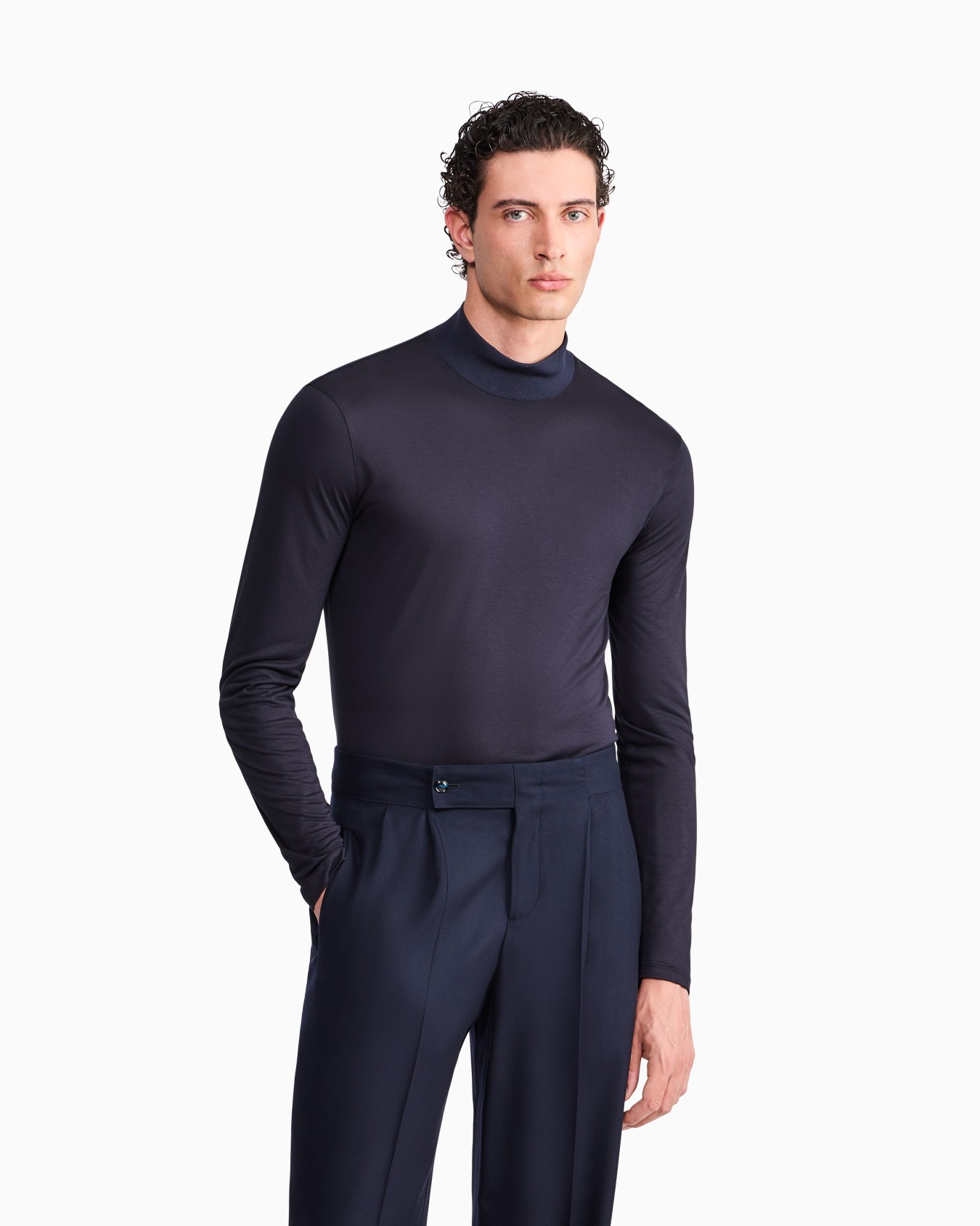 Viscose jersey mock-neck jumper Slide 4