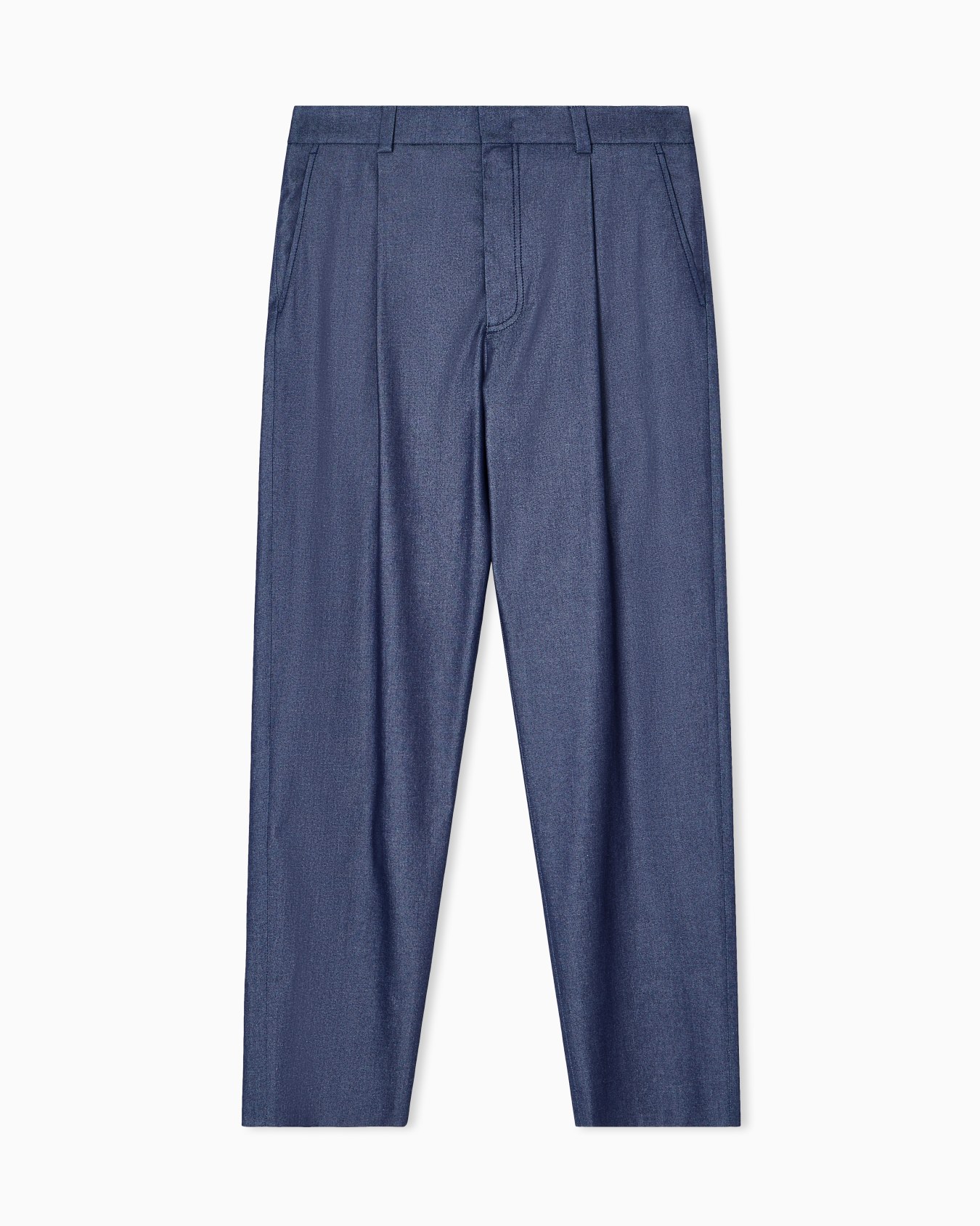 Hose mit einer Bundfalte, gefertigt aus Baumwolle und Seide mit Denim-Effekt Folie 0