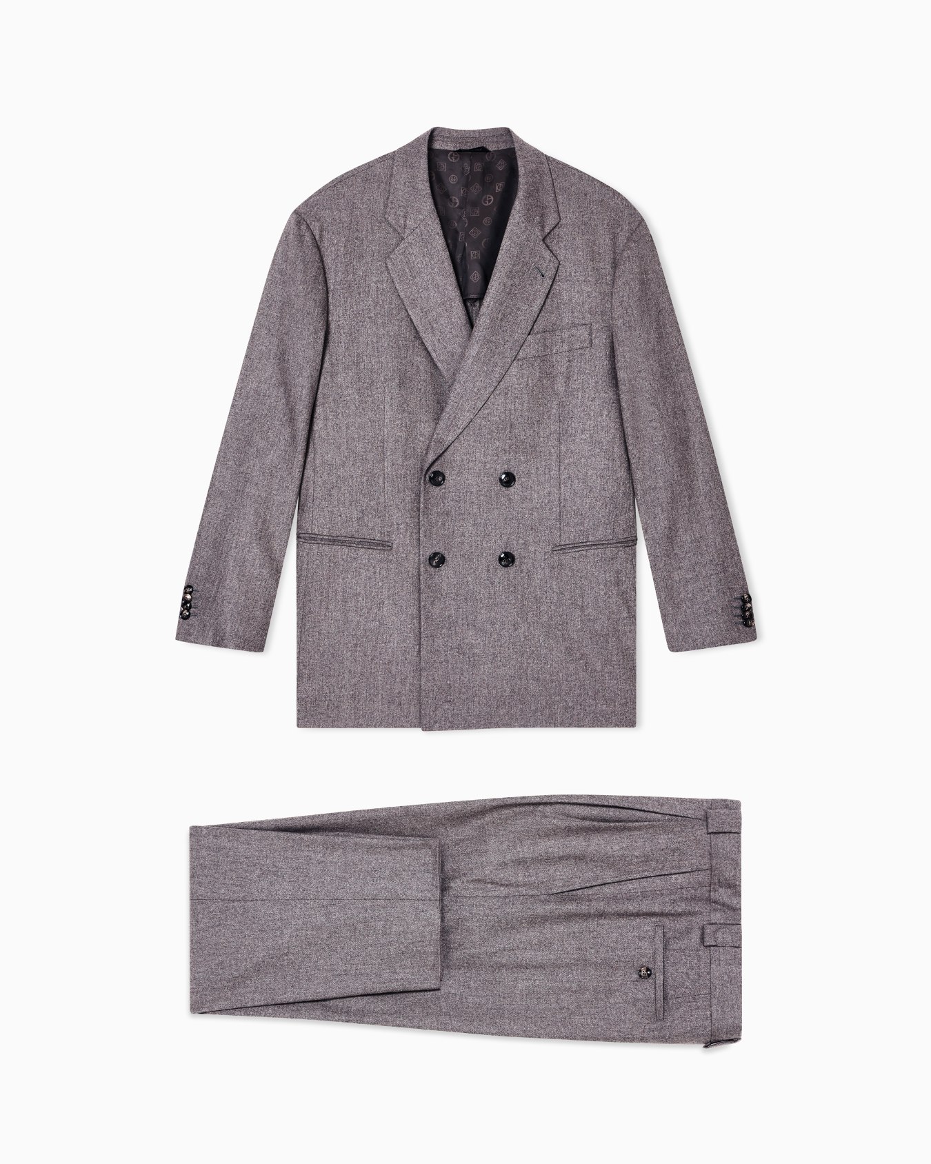 Heritage Line double-breasted suit in denim-effect virgin wool and cashmere Slide 0