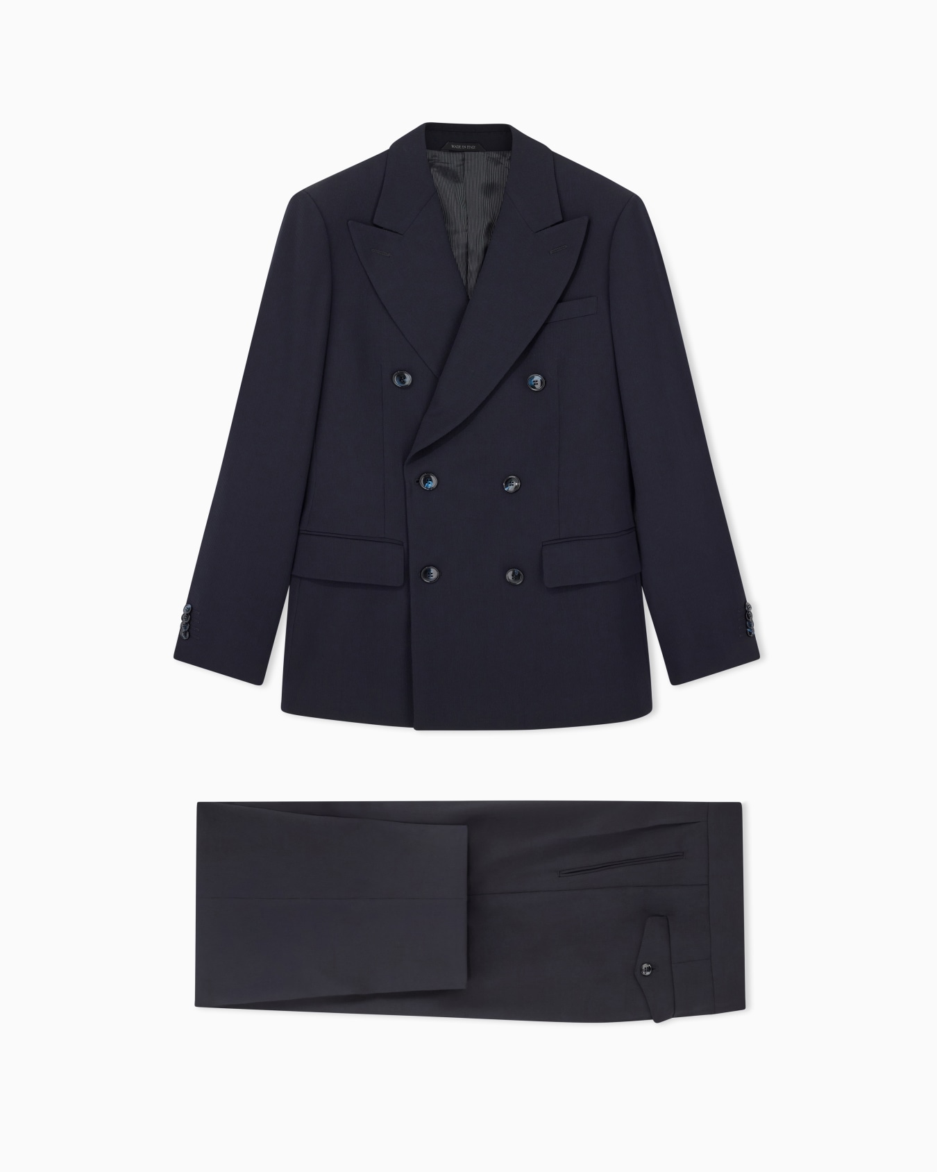 Royal Line double-breasted suit in canneté wool crêpe Slide 0