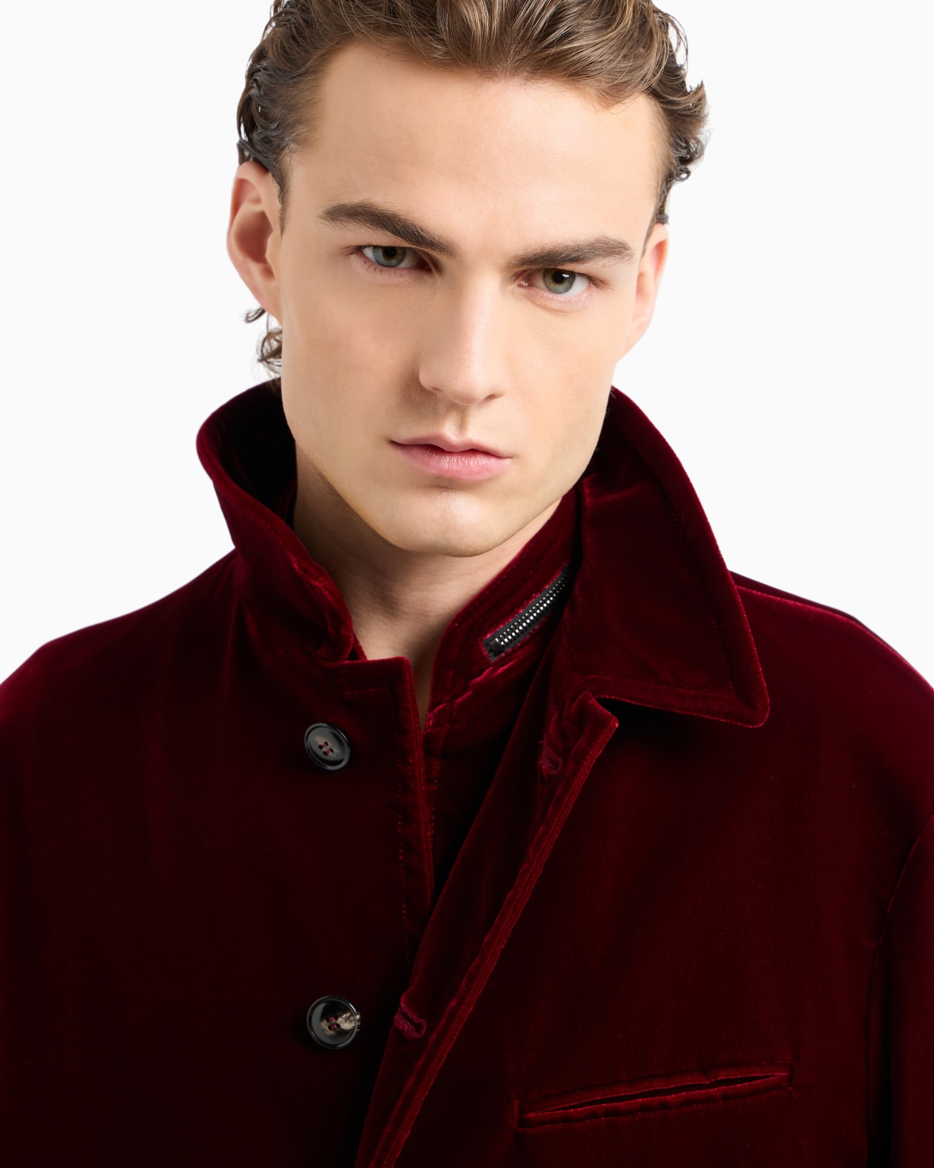 Single-breasted jacket in velvet Slide 5