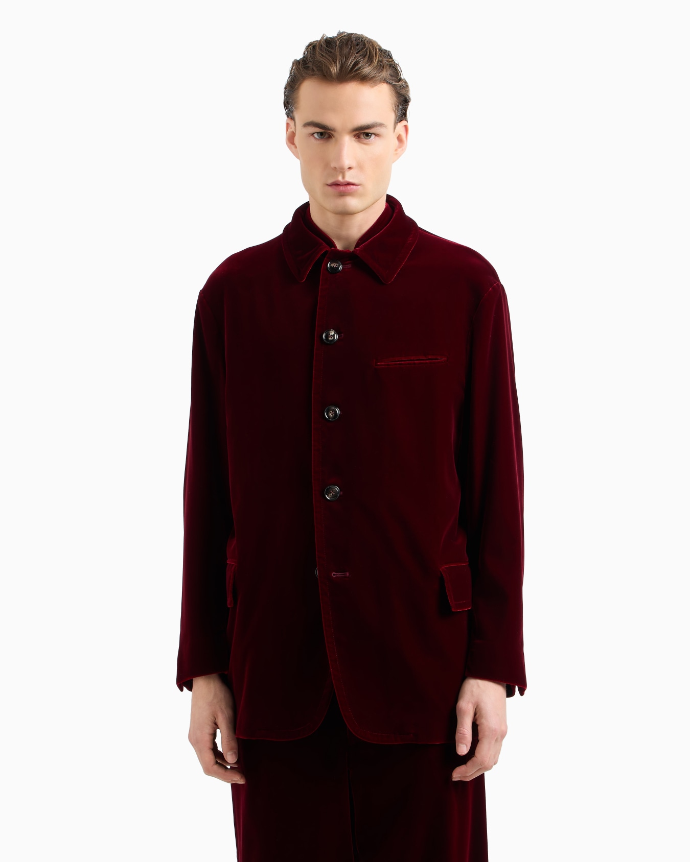 Single-breasted jacket in velvet Slide 4