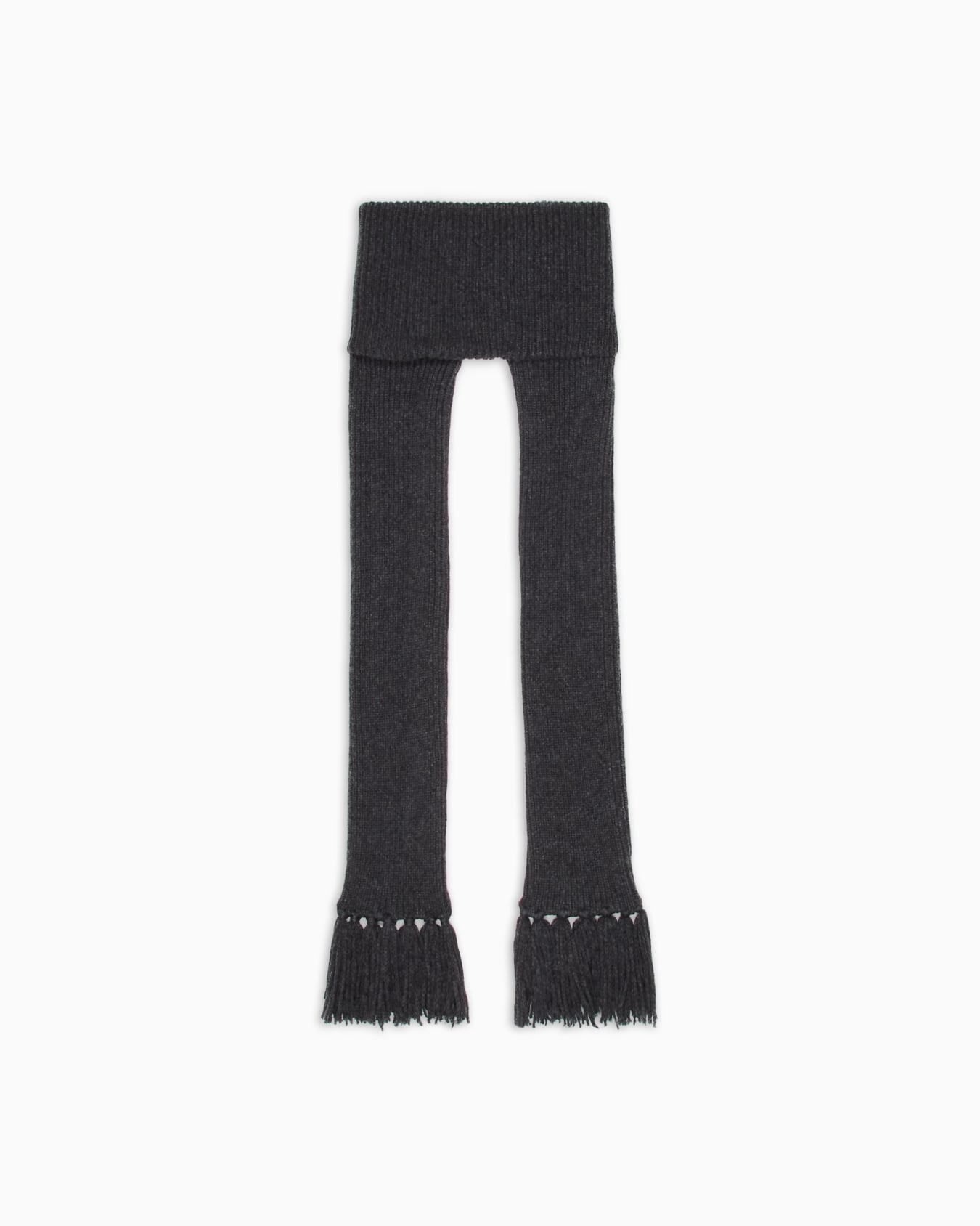 Ribbed cashmere scarf with neck warmer Slide 0