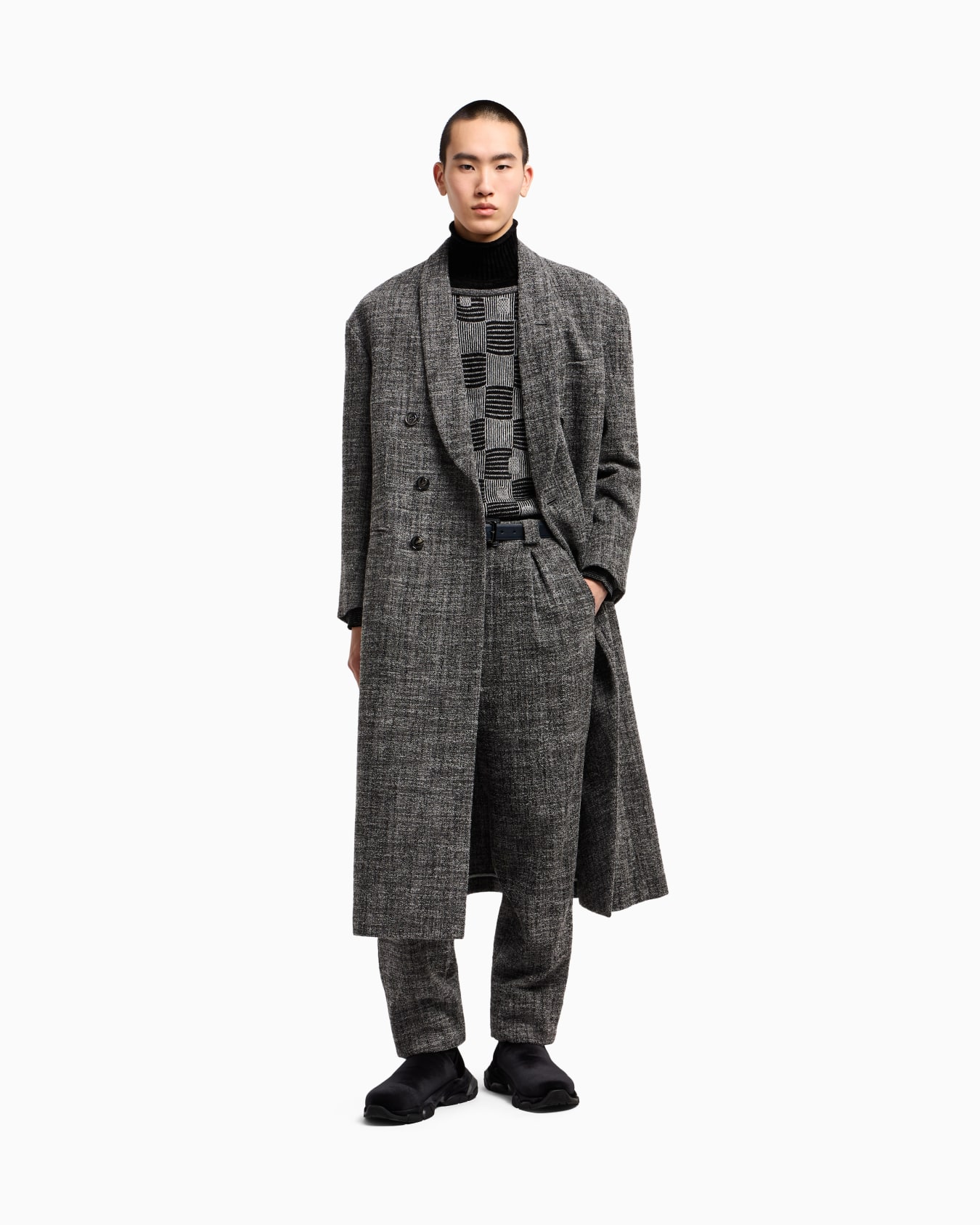 Pull à col montant en cachemire, viscose et soie jacquard Diapositive 2