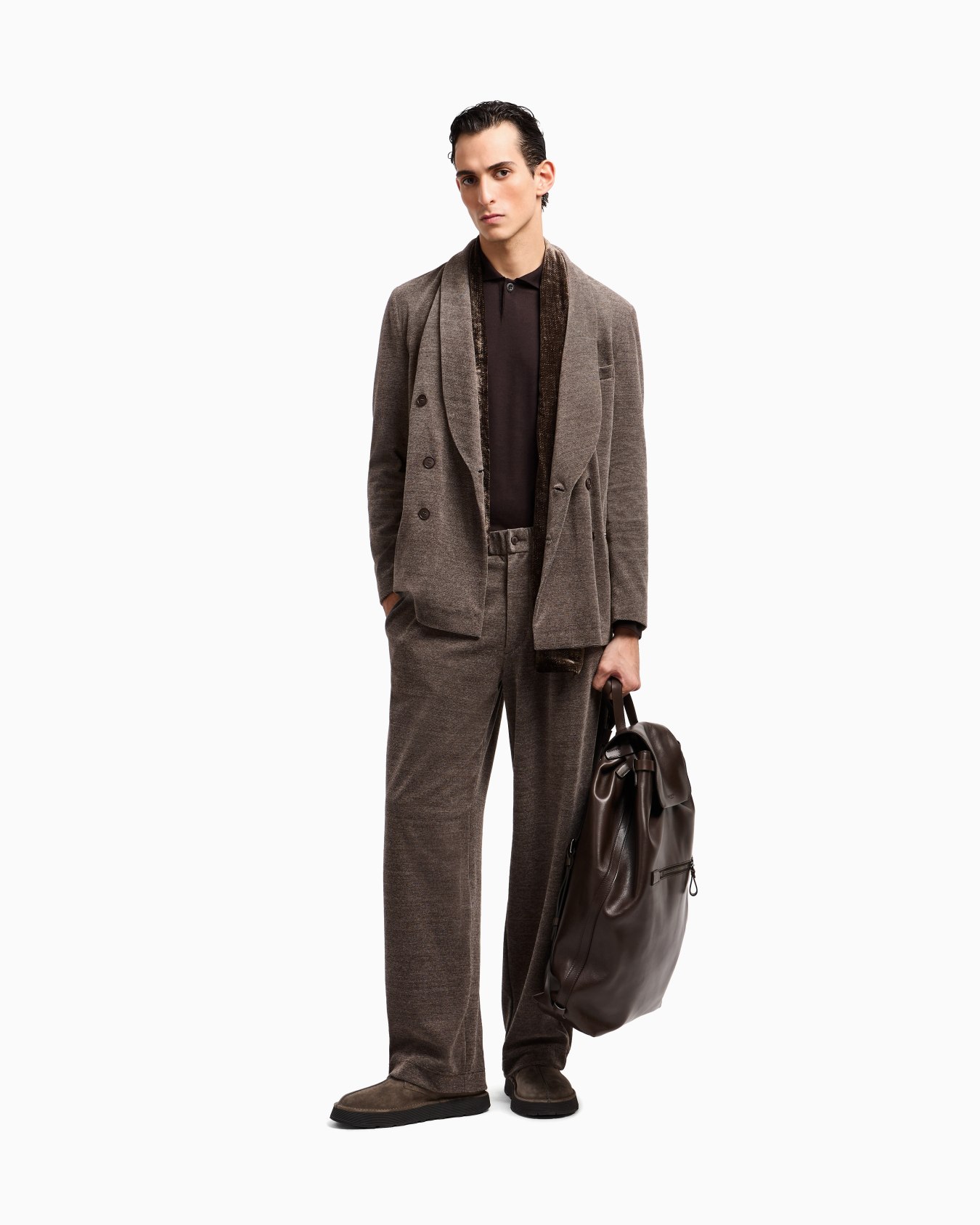 ASV single-pleat trousers in milleraies cotton jersey Slide 2