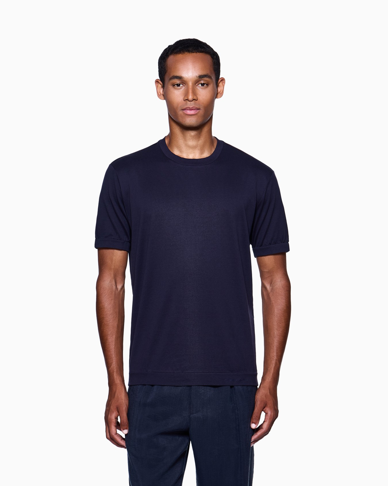 Camiseta de cuello redondo en punto de algodón Diapositiva 4