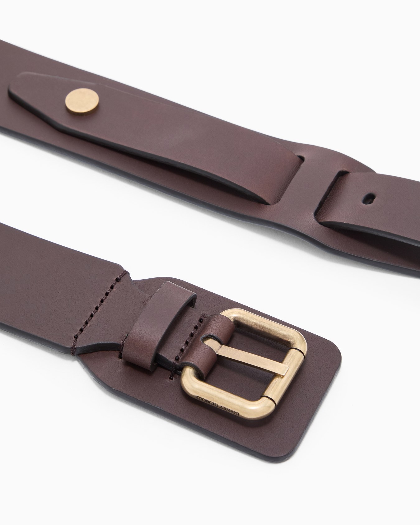 Cintura in pelle con copri fibbia Slide 1