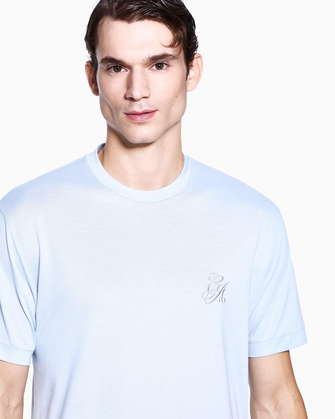 T-Shirt mit Rundhalsausschnitt aus Seide und Baumwolle Folie 4