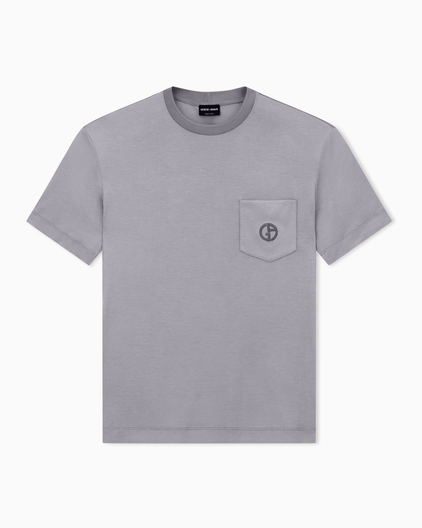 T-shirt in cupro e seta con taschino Slide 0