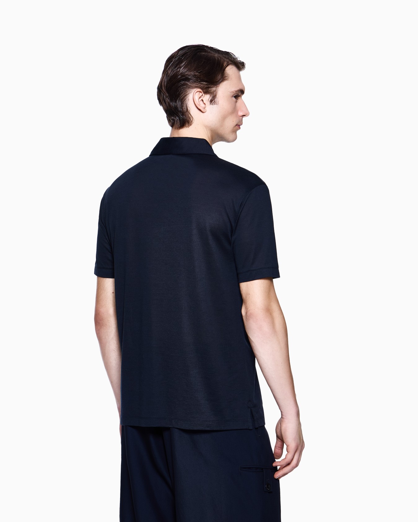 Polo zip in seta e cotone Slide 2