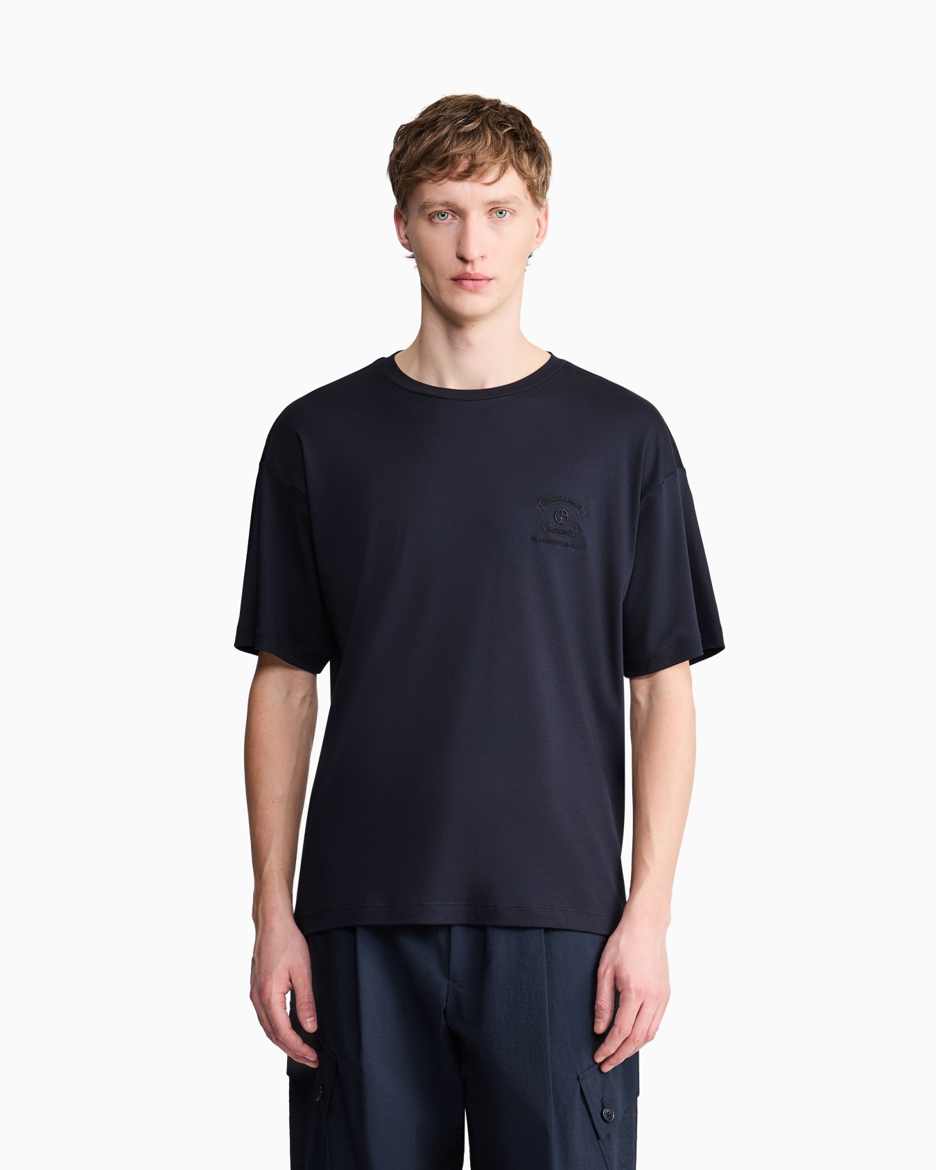 Cotton and modal T-shirt with embroidery Slide 3