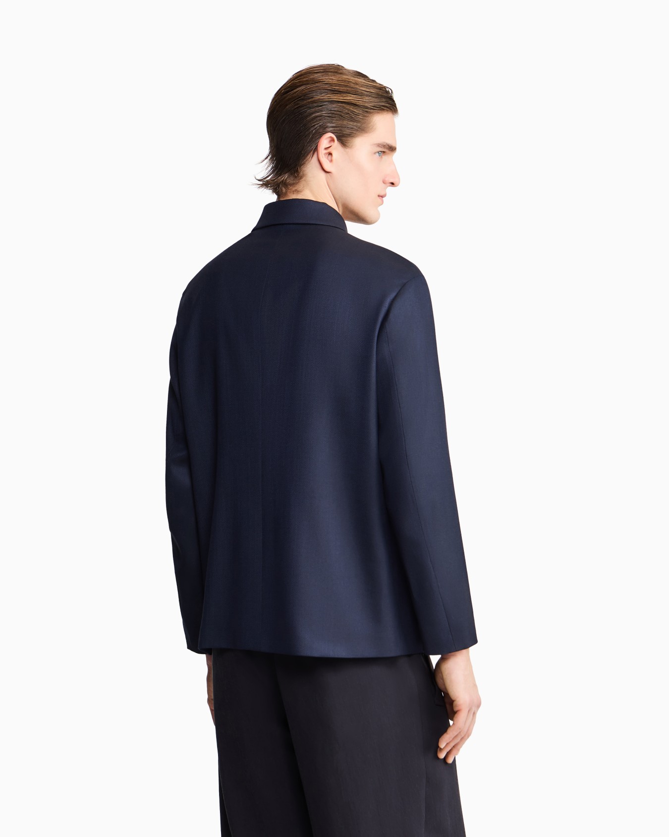 Zip-up jacket in chevron wool and cashmere Slide 2