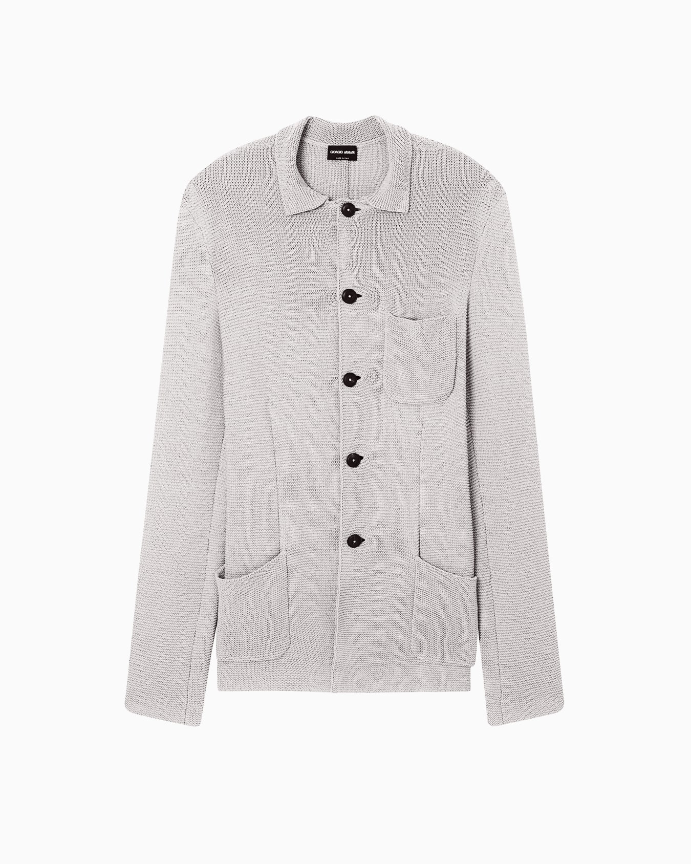 Single-breasted jacket in a links-stitch cotton knit Slide 0