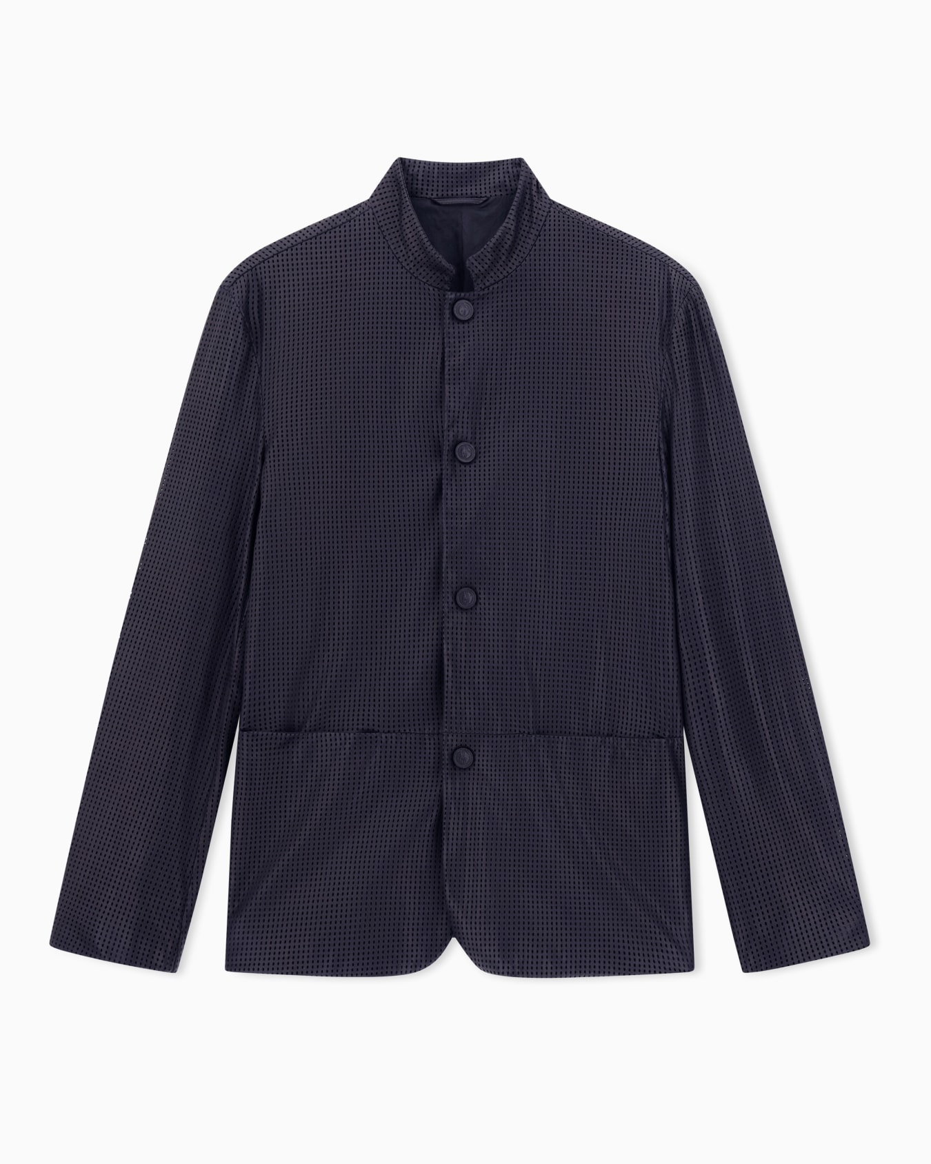 Single-breasted jacket in perforated nappa lambskin Slide 0