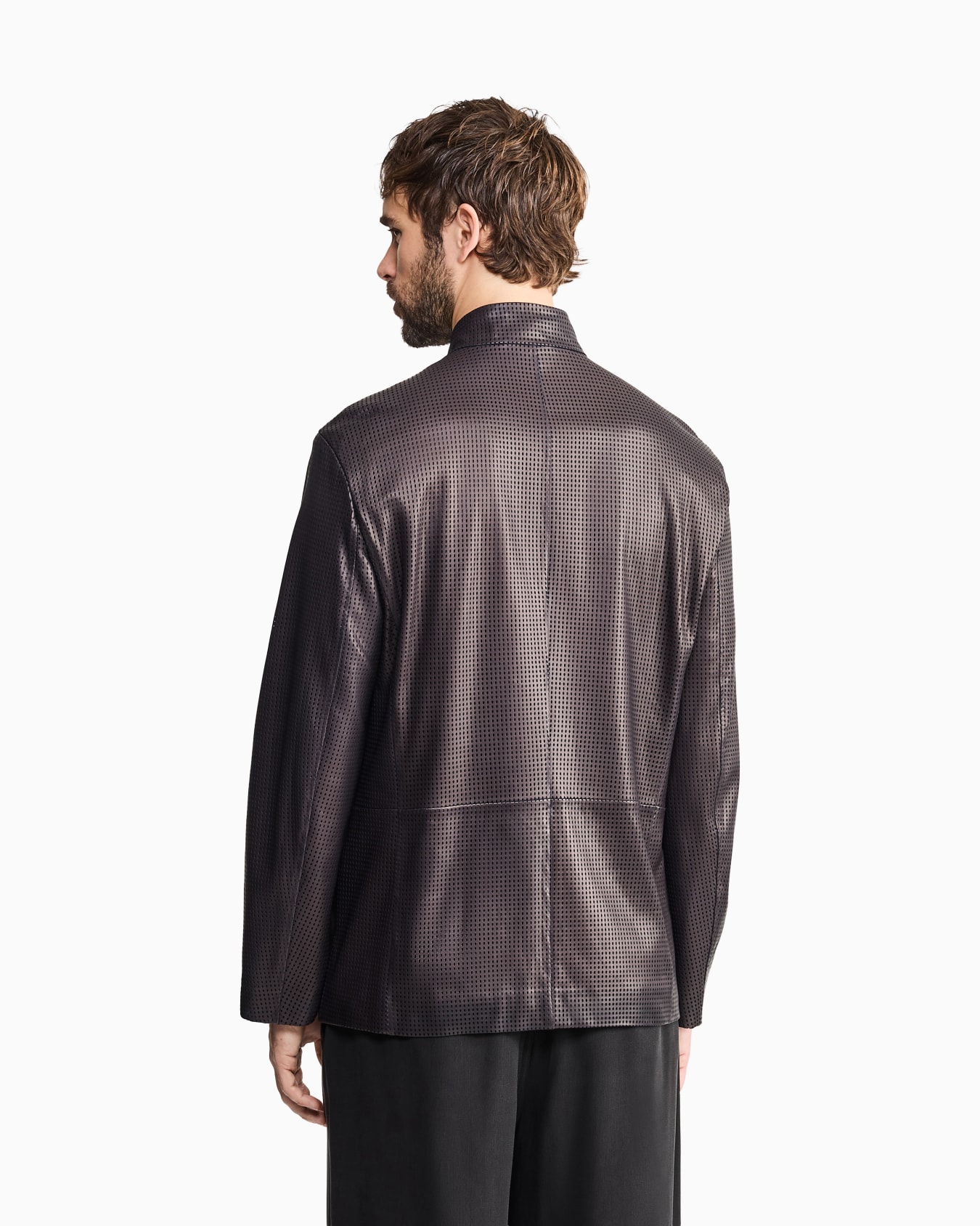 Single-breasted jacket in perforated nappa lambskin Slide 2