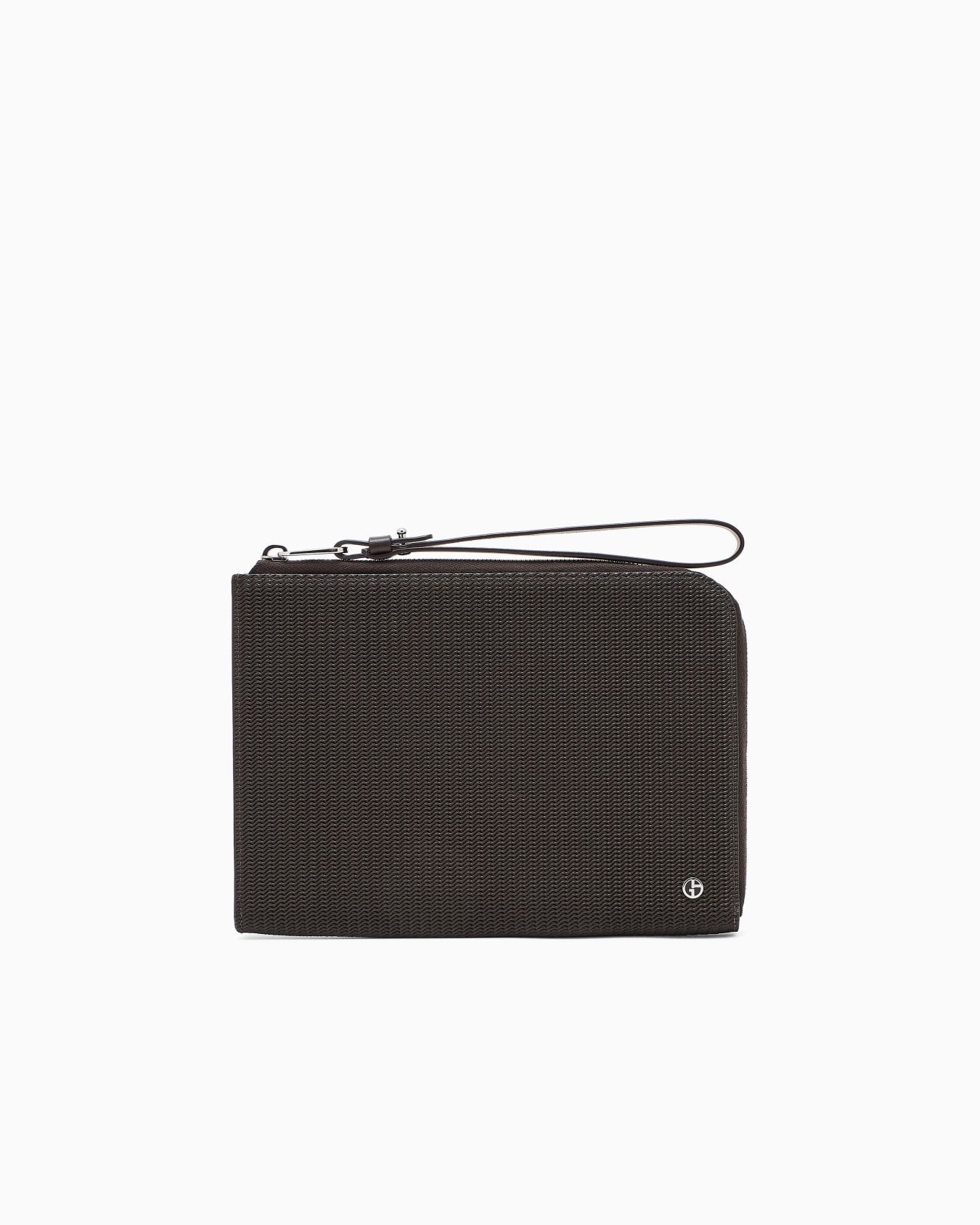 Leather pouch with wave print and wrist strap Slide 0