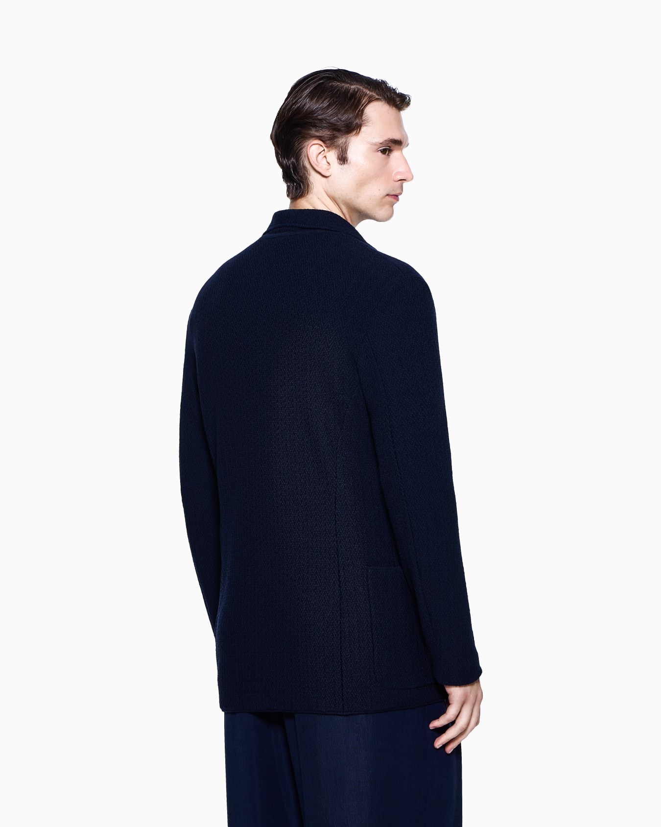 Single-breasted jacket in froissé virgin wool Slide 2