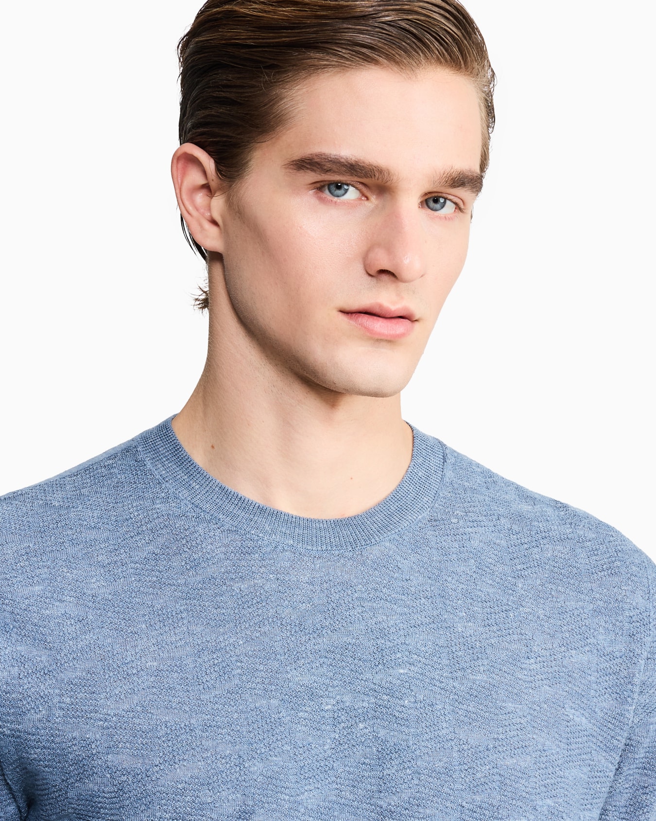 Pull à col rond en cachemire, soie et chanvre au point mousse Diapositive 4