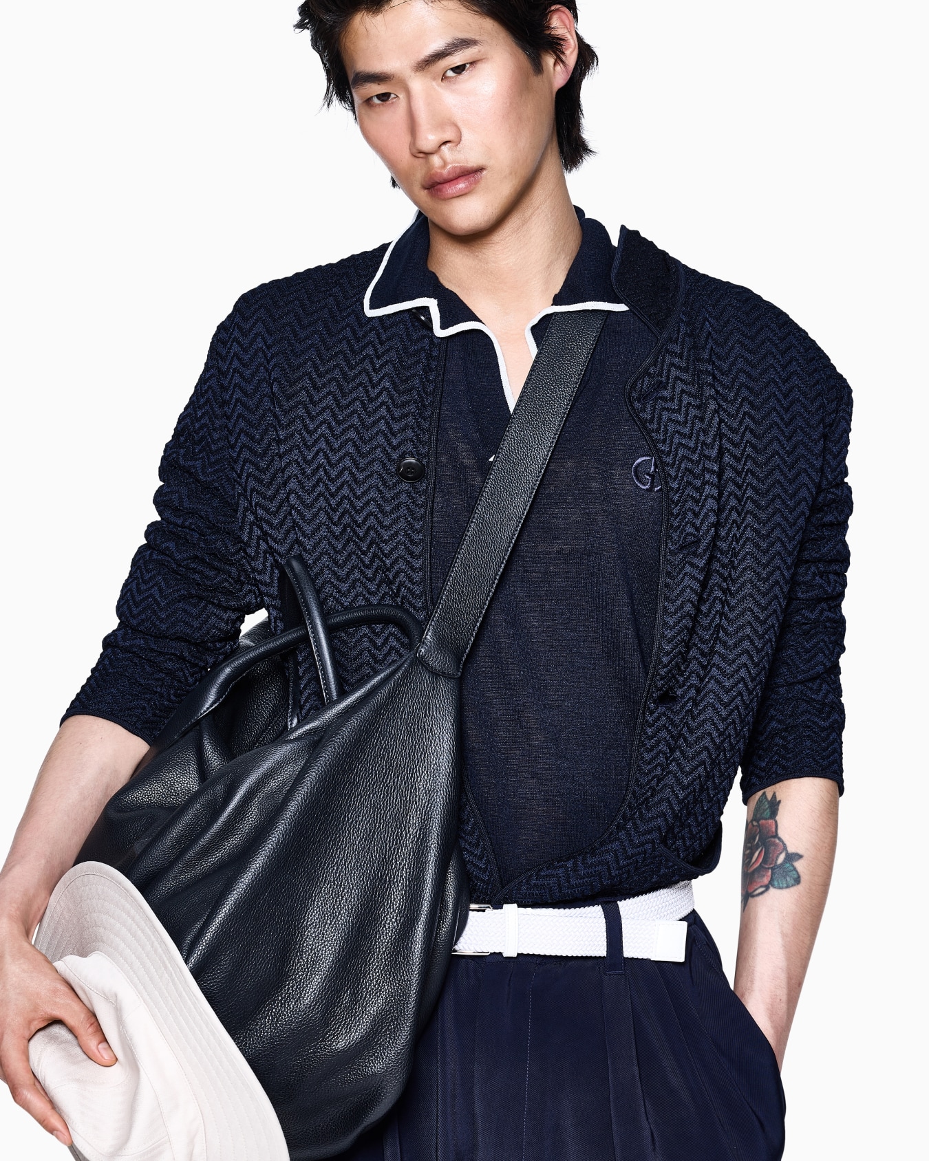 Polo en maille de mélange lin et soie Diapositive 4