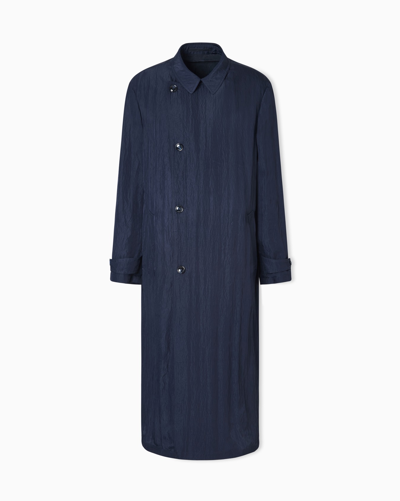 Double-breasted trench coat in viscose technical twill Slide 0