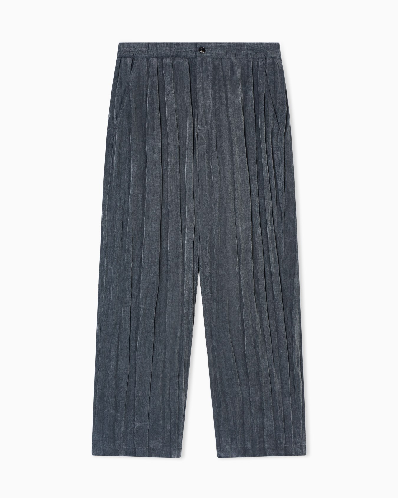 Pantaloni flat front in tela di lyocell e nylon plissé Slide 0