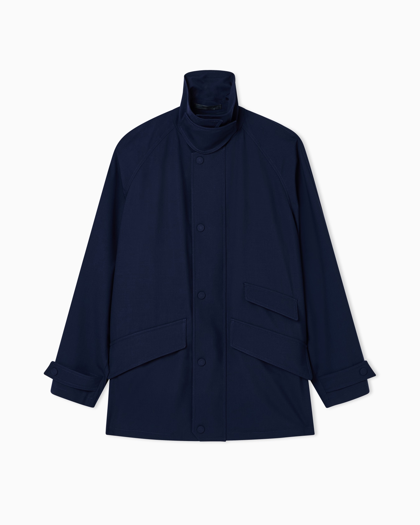 Wool and silk canvas pea coat Slide 0