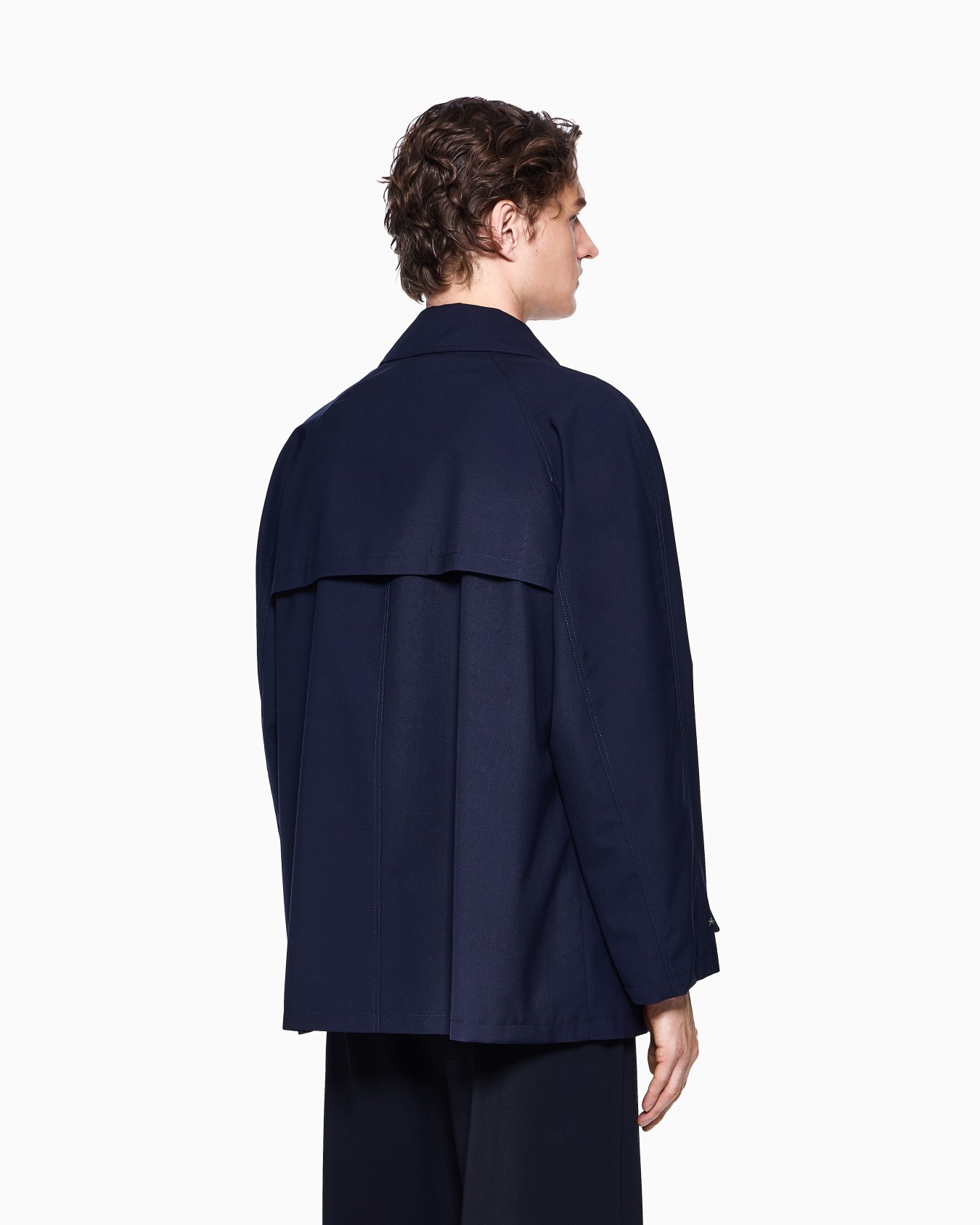 Wool and silk canvas pea coat Slide 2