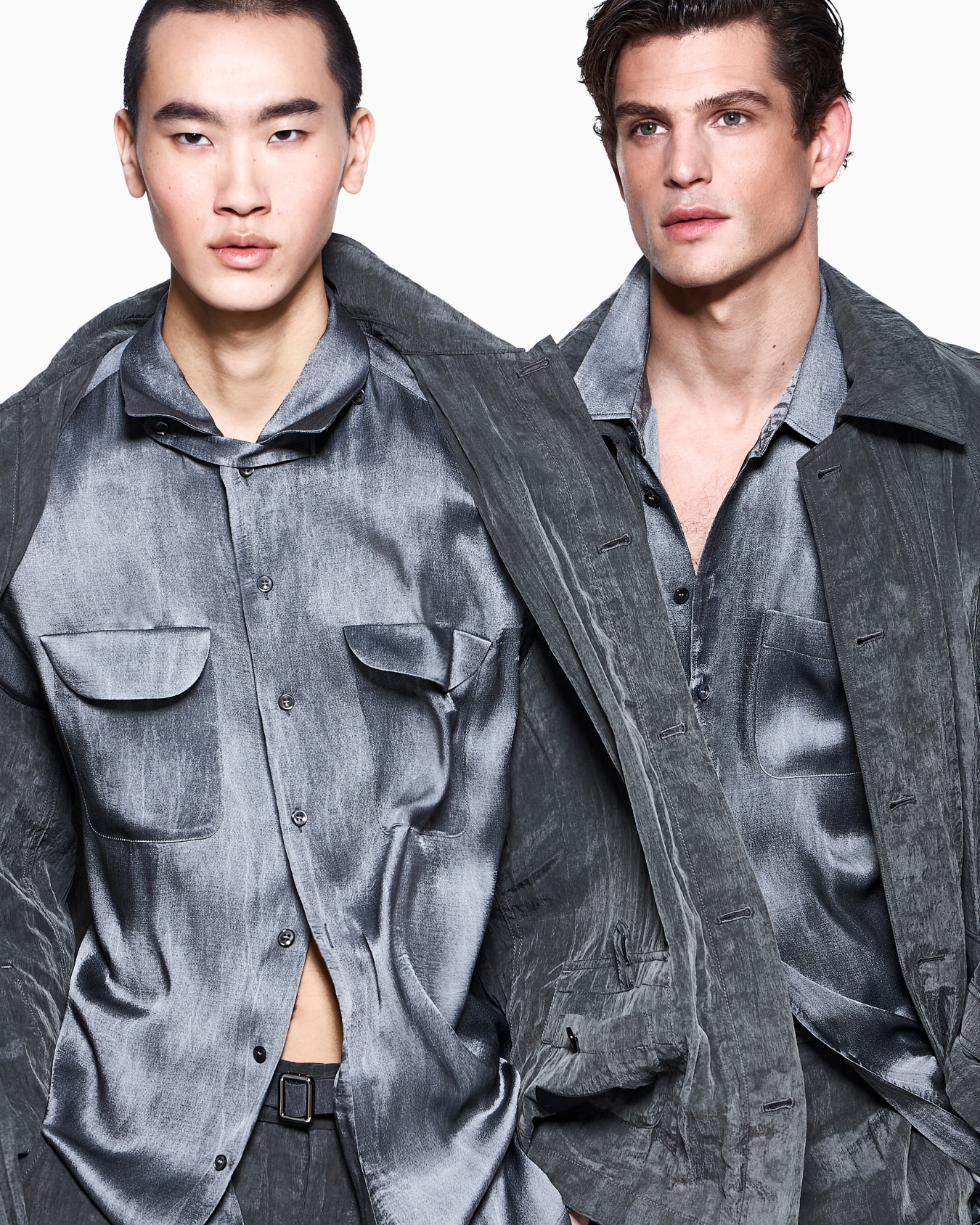 Blouson in pleated Lyocell and nylon canvas Slide 4