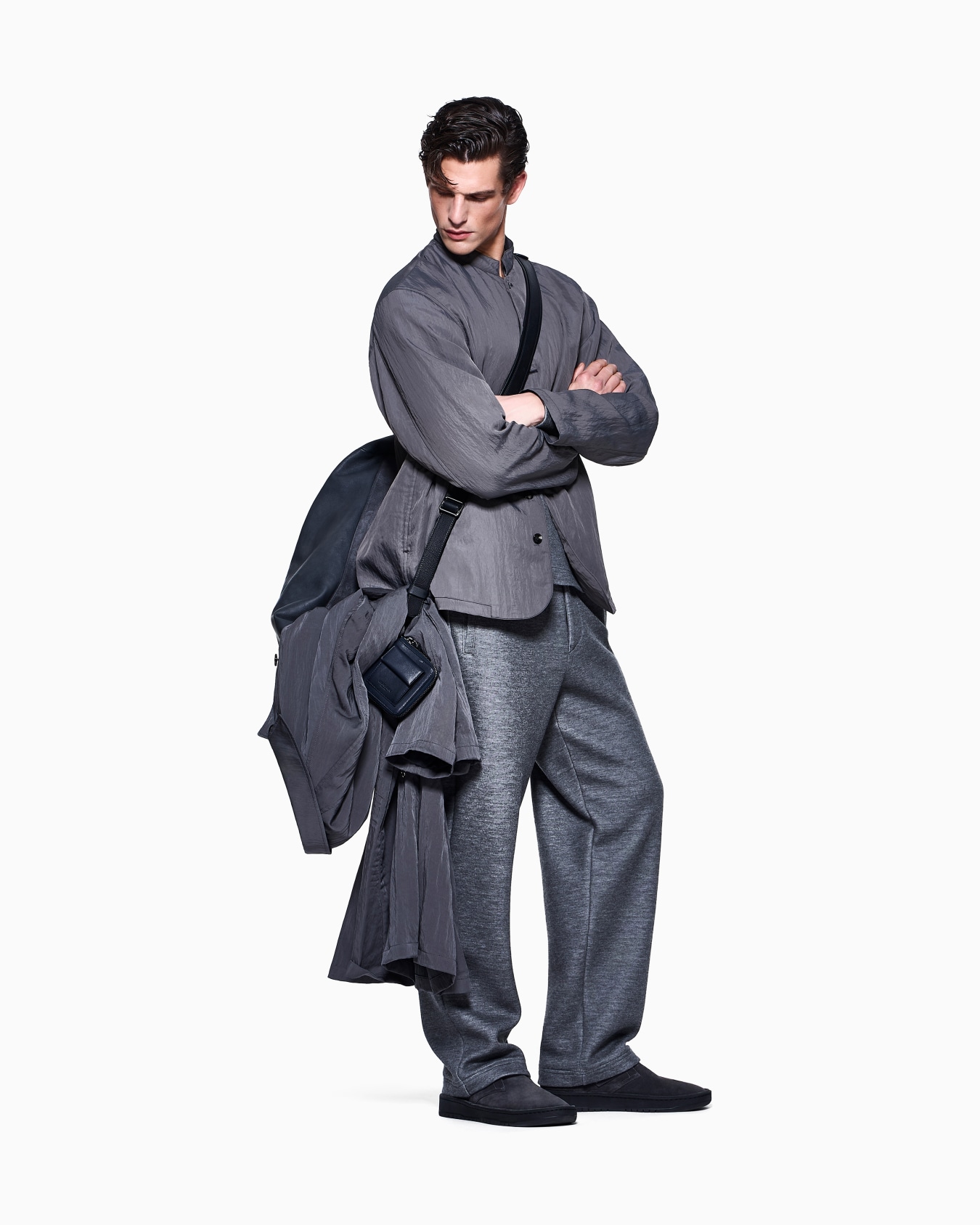 Flat-front trousers in modal and cashmere jersey fleece Slide 2