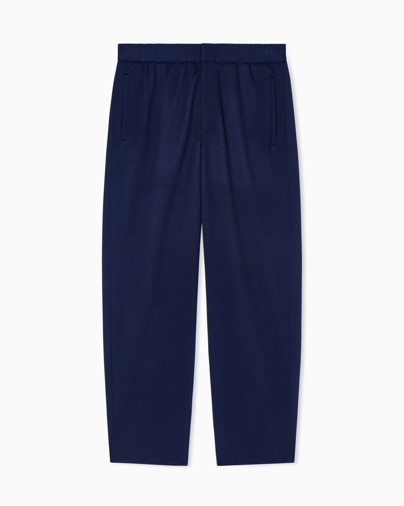 Pantaloni flat front in jersey double di lana Slide 0