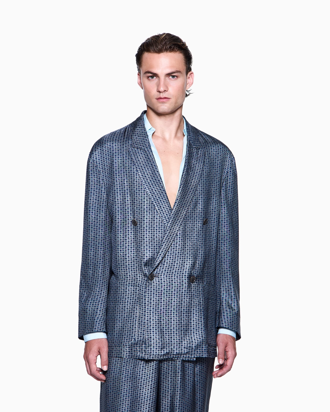 Double-breasted jacket in printed viscose Slide 3