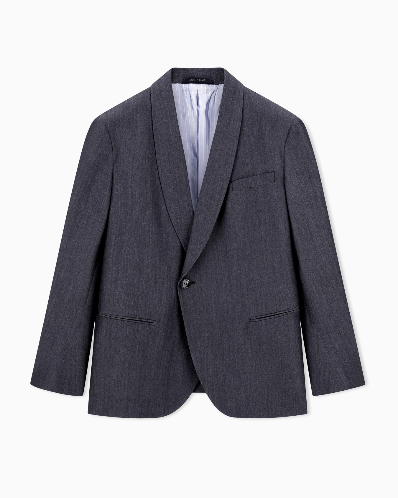 Veste à simple boutonnage en laine vierge, abaca et soie effet denim Diapositive 0