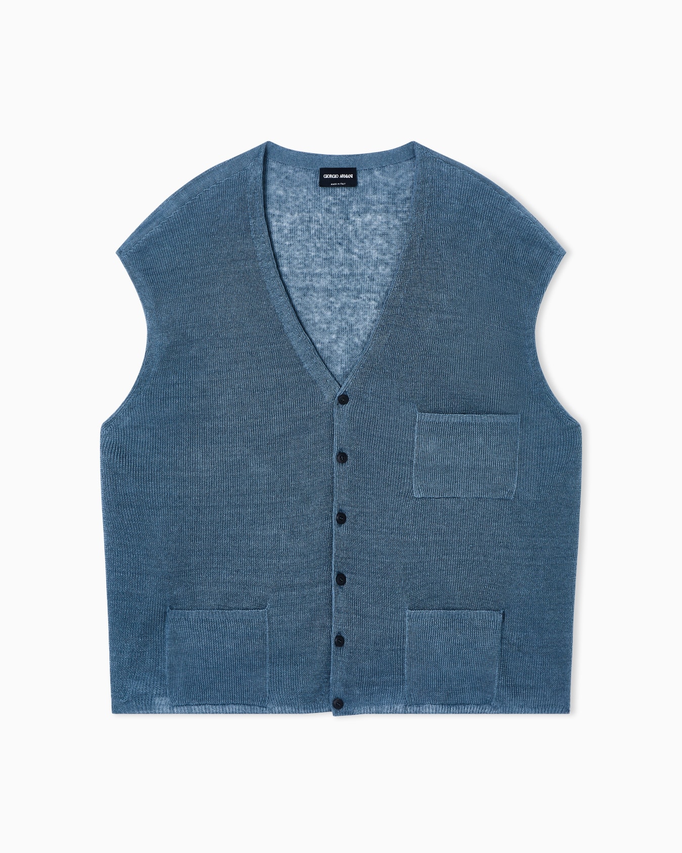 Gilet monopetto in lino Slide 0